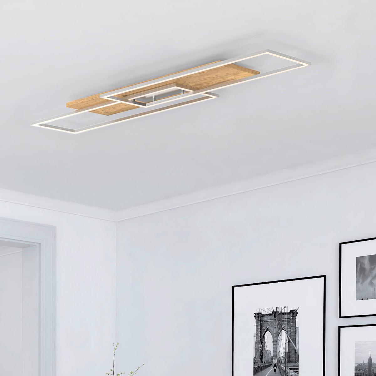 LAMPA SUFITOWA 138335 PANAMA - kolor niklowy, Design, metal/drewno (114/25/7cm)