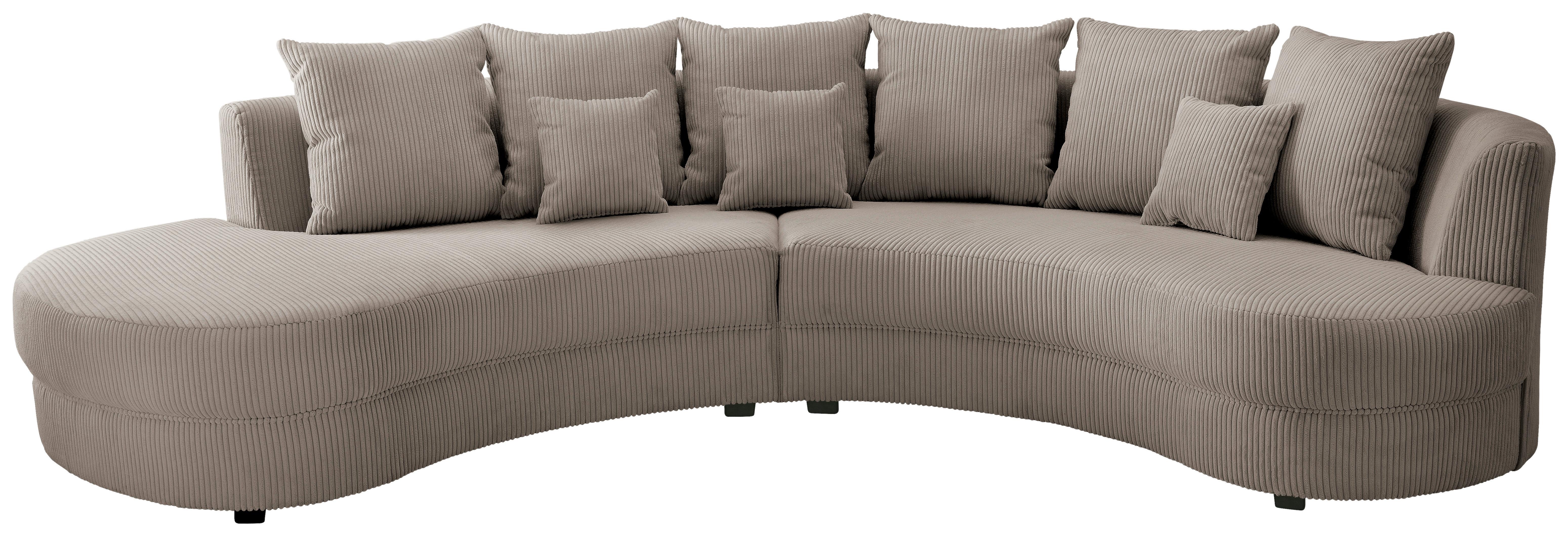 Wohnlandschaft Limoncello grau-braun Cord - Graubraun/Schwarz, Design, Kunststoff/Textil (160/300cm) - Livetastic