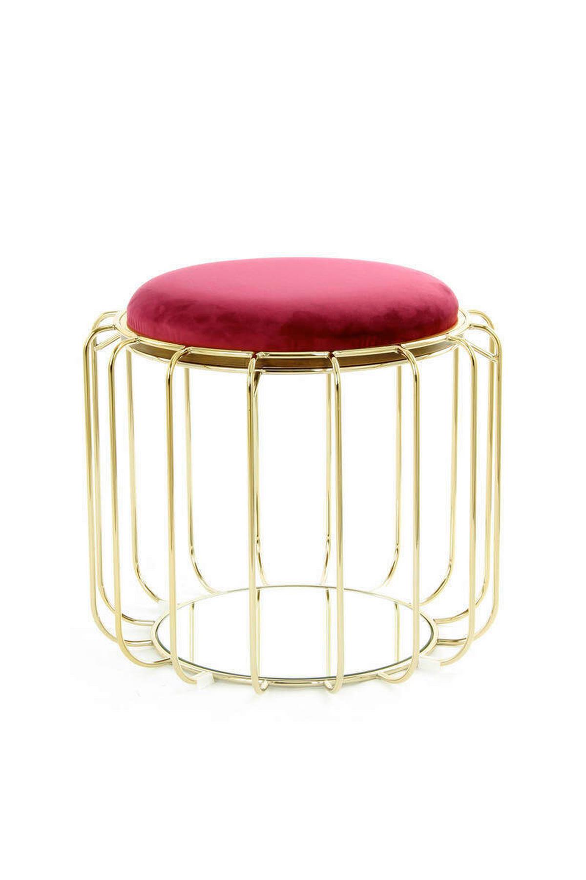 BEISTELLTISCH HKAPI - Rot/Goldfarben, Basics, Glas/Holzwerkstoff (50/50/45cm) - Kayoom