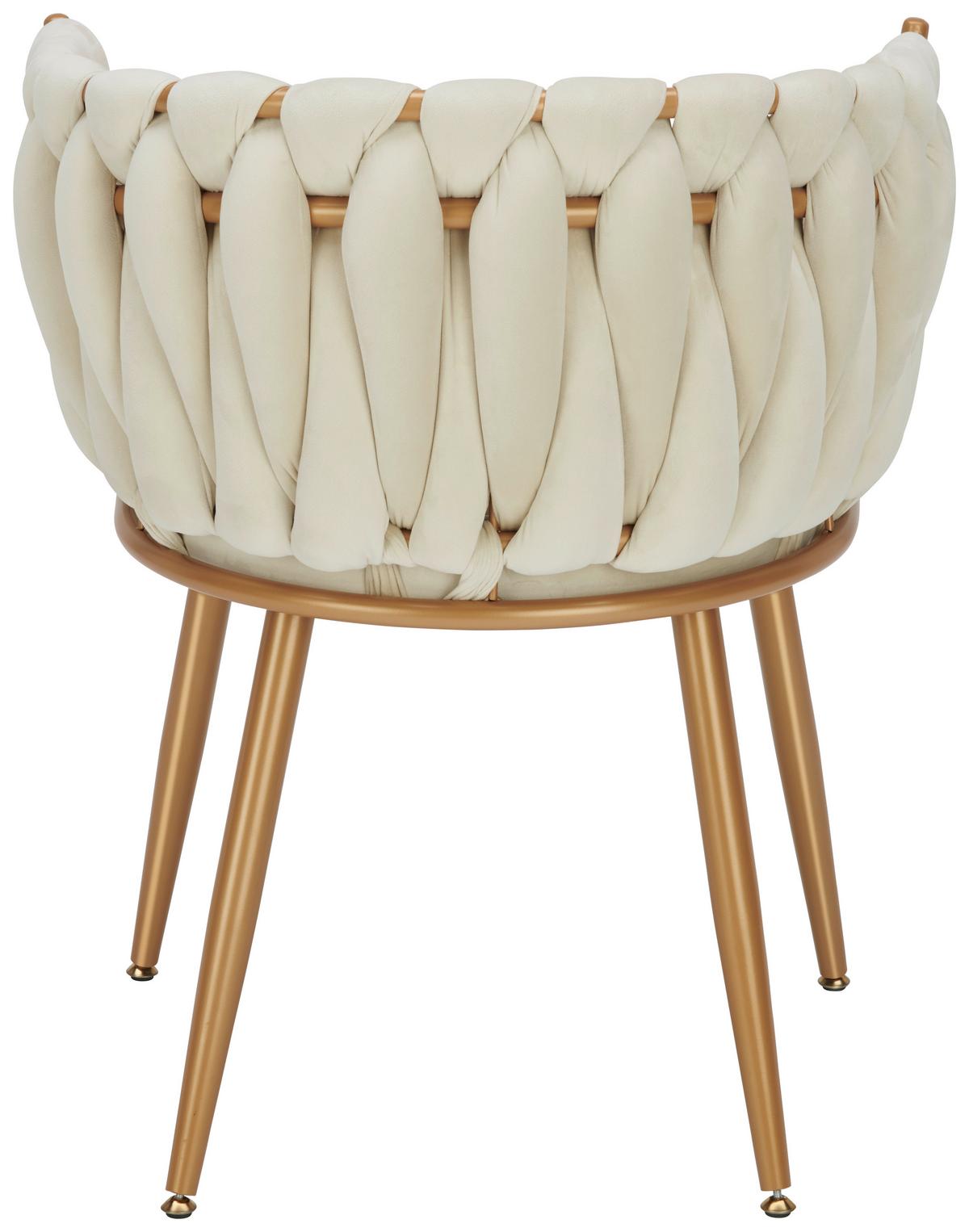 KRZESŁO Z PODŁOKIETNIKAMI WEAVY   -AMBIA HOME- - beżowy/kolor złoty, Lifestyle, metal/tkanina (60/78/55cm) - Ambia Home