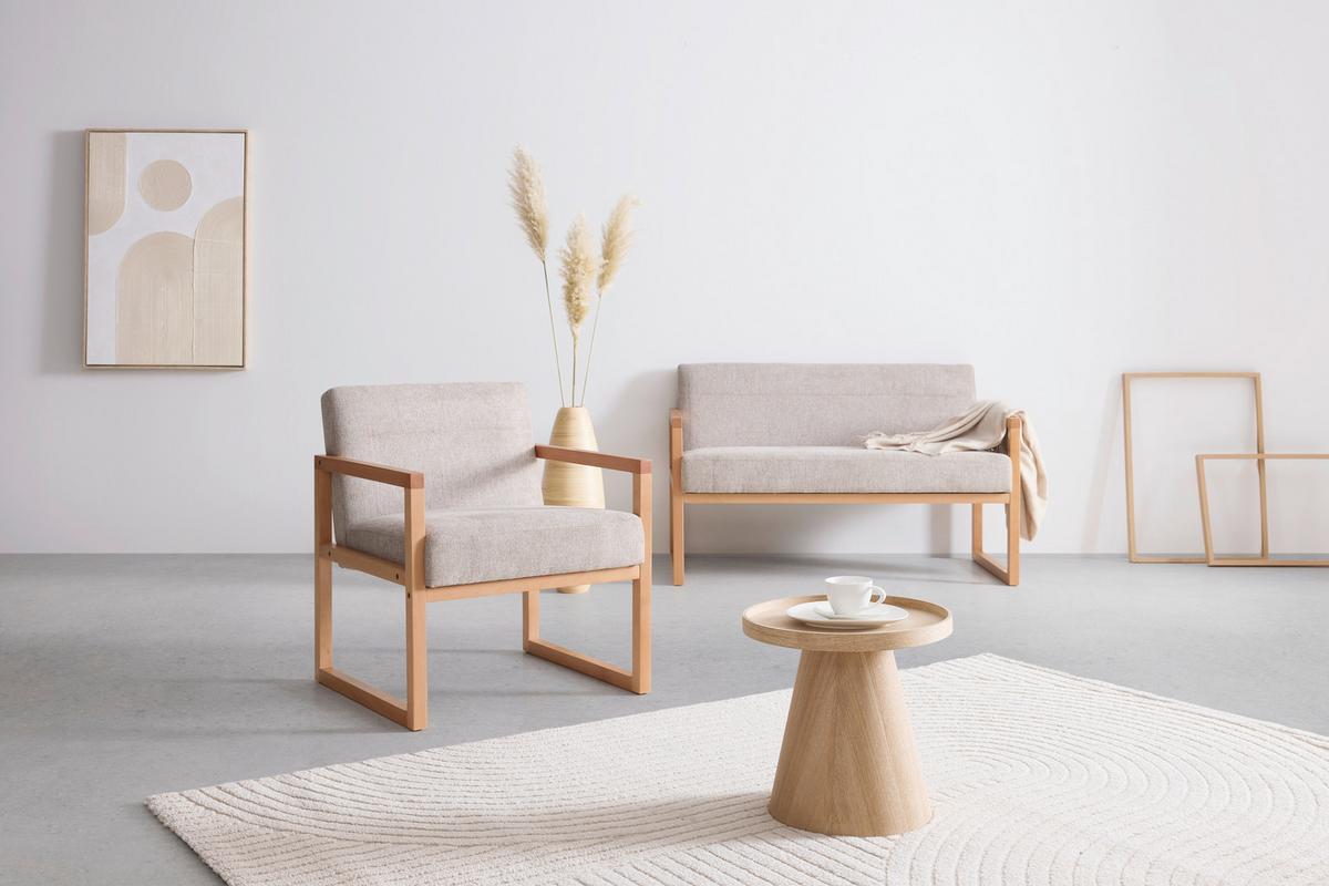 Sessel Malmö Hellgrau - Hellgrau/Naturfarben, MODERN, Holz/Textil (65/75/69cm) - Mömax