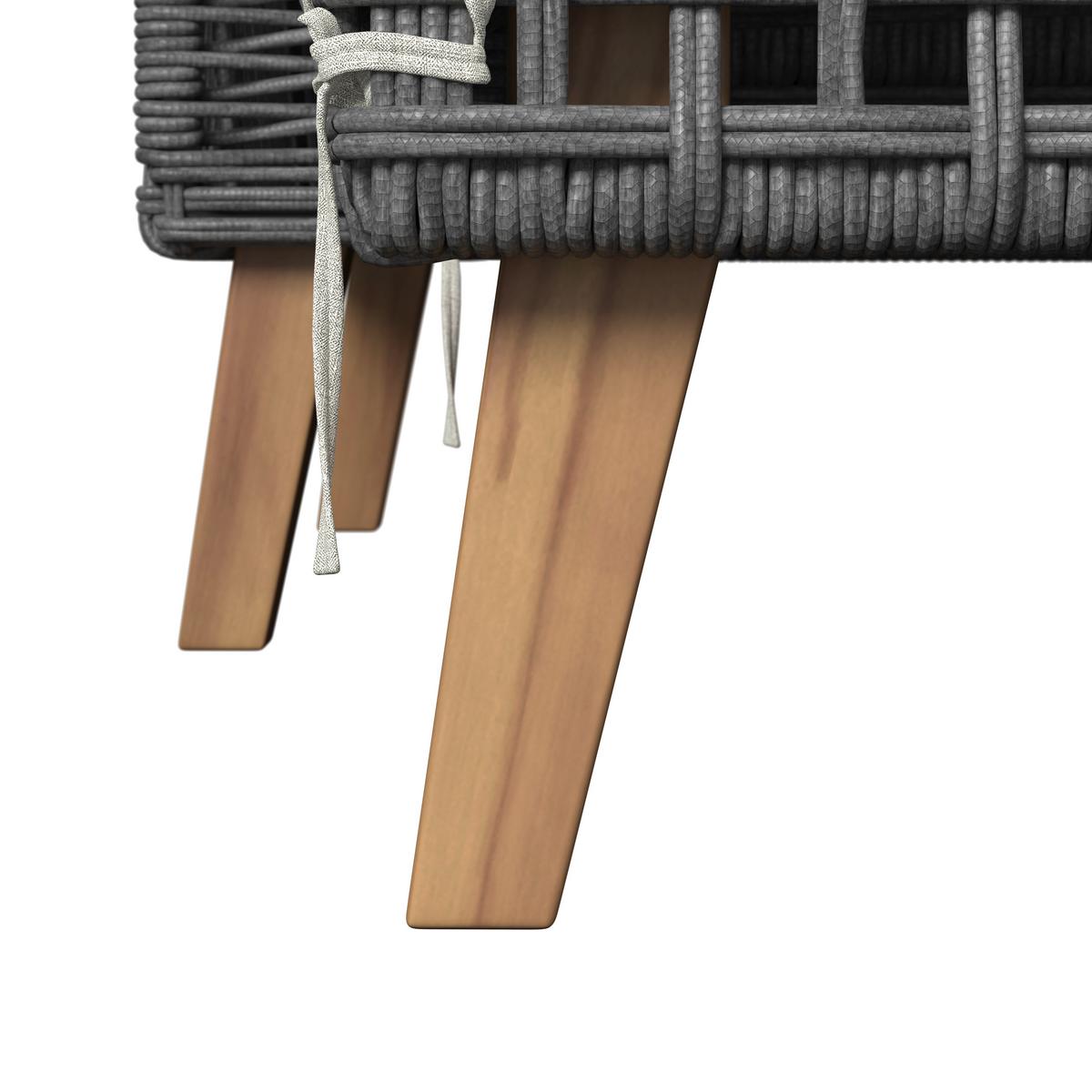 Loungegarnitur Marilou Grau Outdoorgewebe/Kunststoff/Holz - Grau/Akaziefarben, MODERN, Holz/Kunststoff - Bessagi Garden