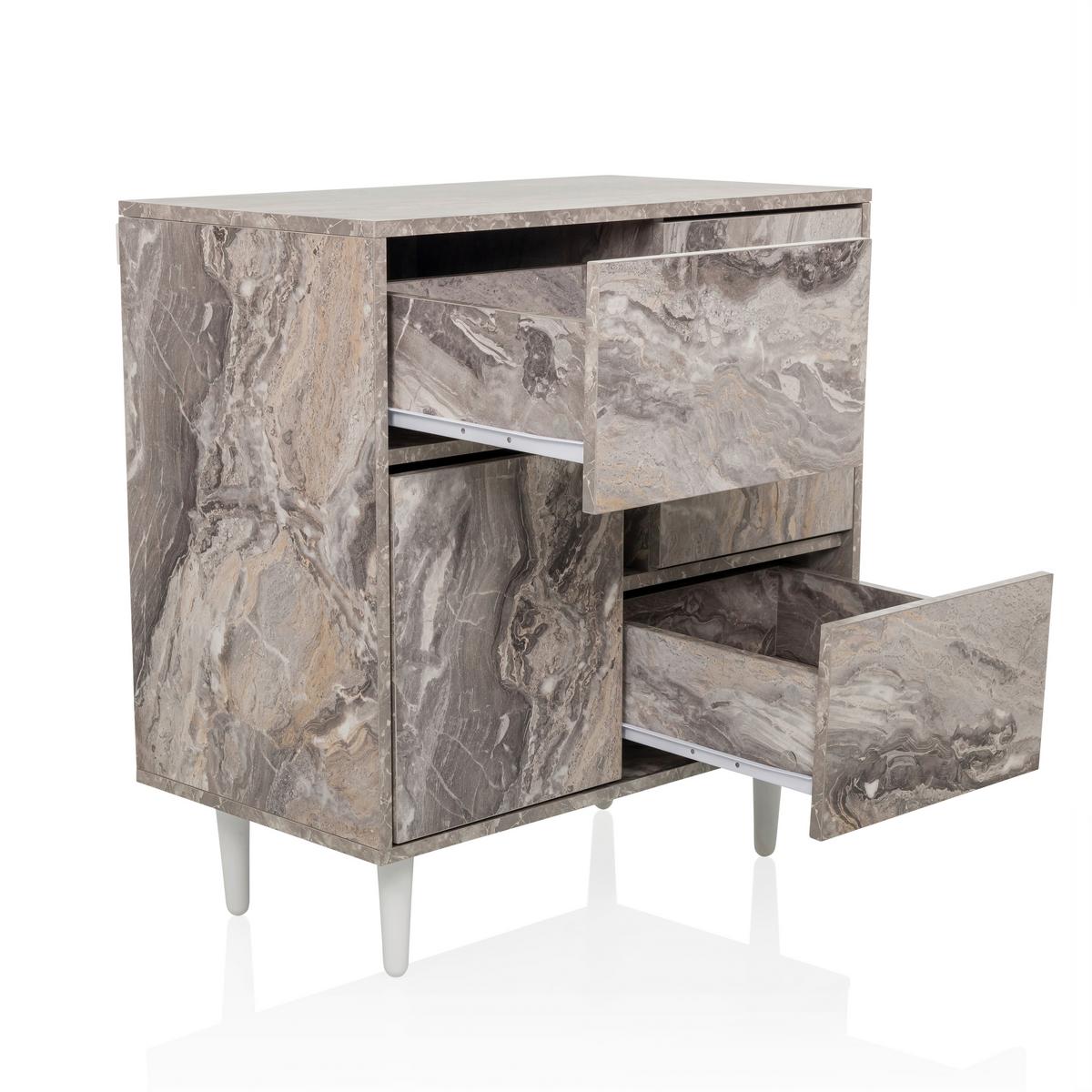 Komoda Lykkja, Rjava, Bela - črna/bela, Moderno, leseni material/les (72/77/39,5cm) - MID.YOU