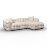 Wohnlandschaft Magda Bouclé Weiß - Schwarz/Naturfarben, MODERN, Holz/Kunststoff (268/157cm) - Bessagi Home