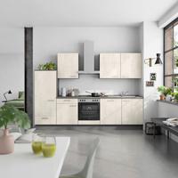 Küchenblock Riva Low m. Geräten Weiß - Schieferfarben/Edelstahlfarben, MODERN, Holzwerkstoff/Metall (300cm) - Nobilia