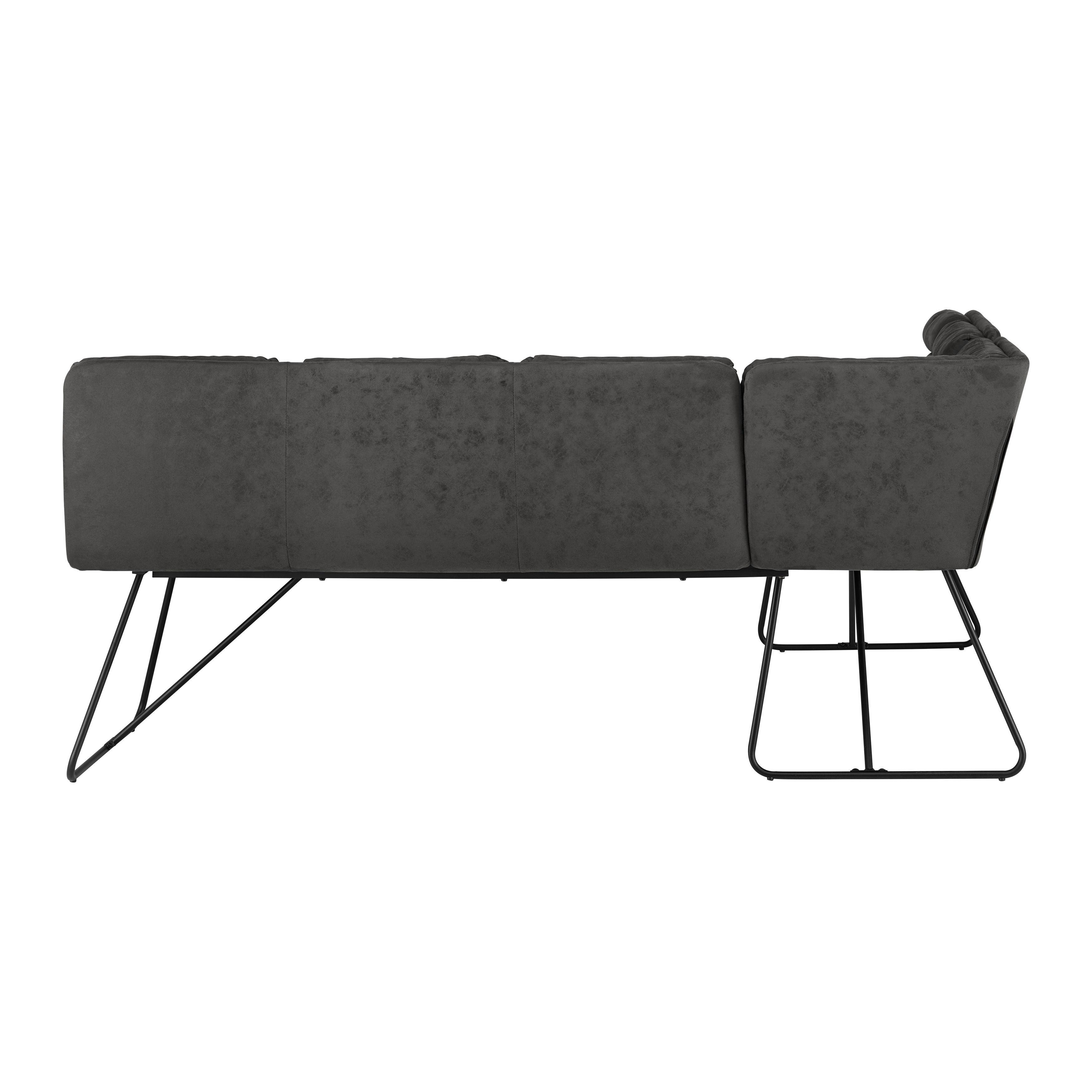 HOEKBANK KONA - Donkergrijs/Zwart, Modern, Hout/Textiel (135/89/180cm) - Bessagi Home