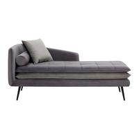 Relaxliege Emilia Grau Samt - Dunkelgrau/Schwarz, MODERN, Holz/Textil (75/73/162cm) - Bessagi Home