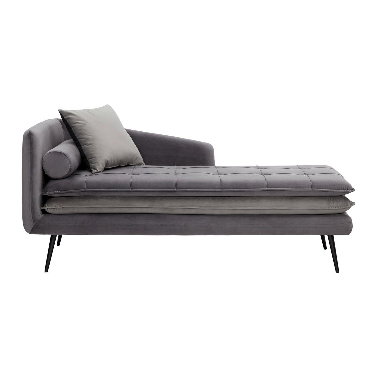 Relaxliege Emilia Grau Samt - Dunkelgrau/Schwarz, MODERN, Holz/Textil (75/73/162cm) - Bessagi Home