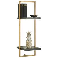 REGAŁ ŚCIENNY VALO - czarny/kolor złoty, Trend, metal/drewno (25/75/25cm) - Lomoco