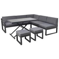 Lounge Garnitura Rio 2, Črna, Antracit, 5-Delni Set - temno siva/črna, Moderno, kovina/steklo (214/130cm) - Beldano