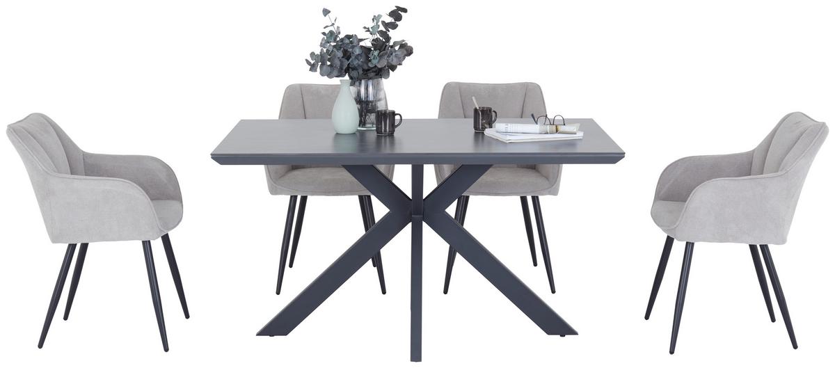 Jedilna Miza Steve 2, Črna, 140x90 Cm - črna, Moderno, kovina/leseni material (140/76/90cm)
