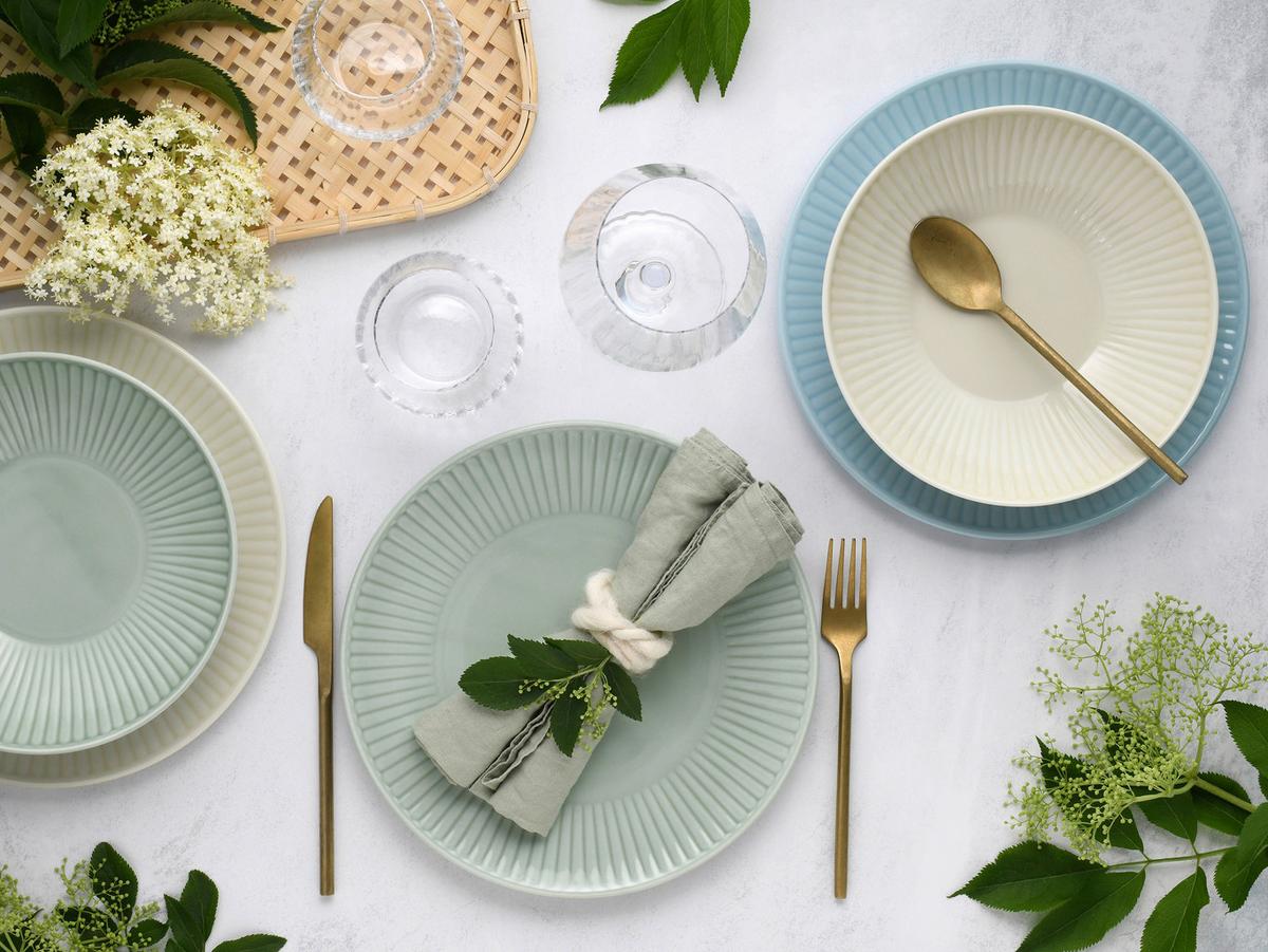 Jedilni Servis Valencia, 12-Delni - pastelno modra/krem barve, Basics, keramika - Creatable