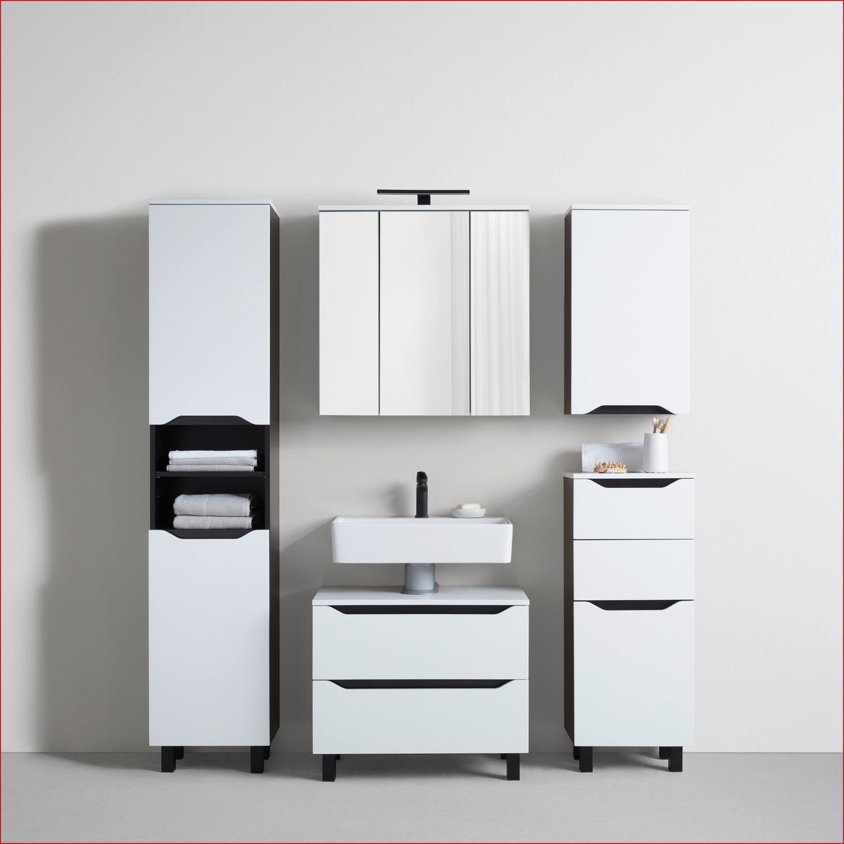 Hochschrank Wave II in Schwarz/Weiß - Weiss/Schwarz, Modern, Holzwerkstoff (40/190/30cm) - Mömax