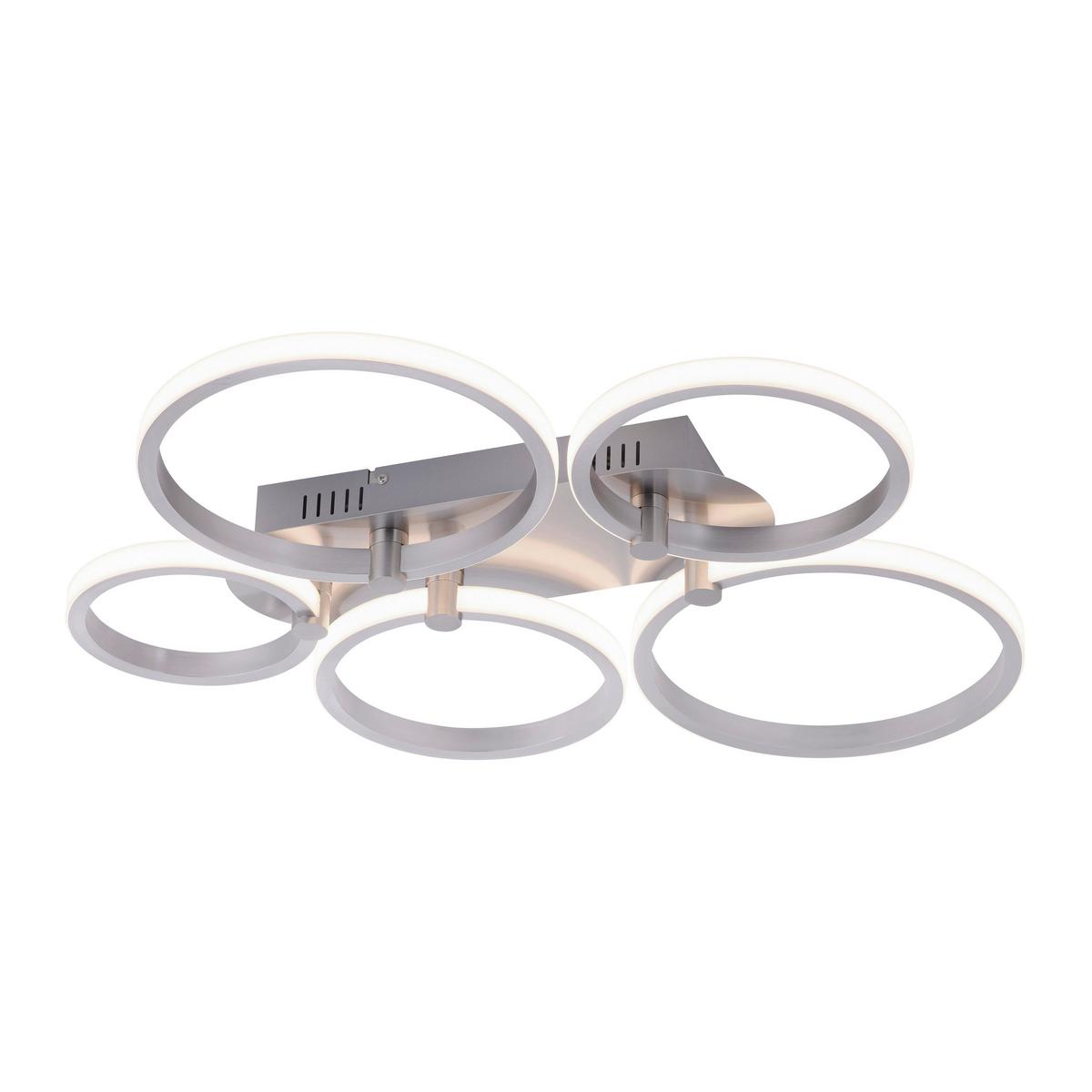 LED-Deckenleuchte in Silber max. 23 Watt - Silberfarben, Design, Metall (66/55/8,5cm)