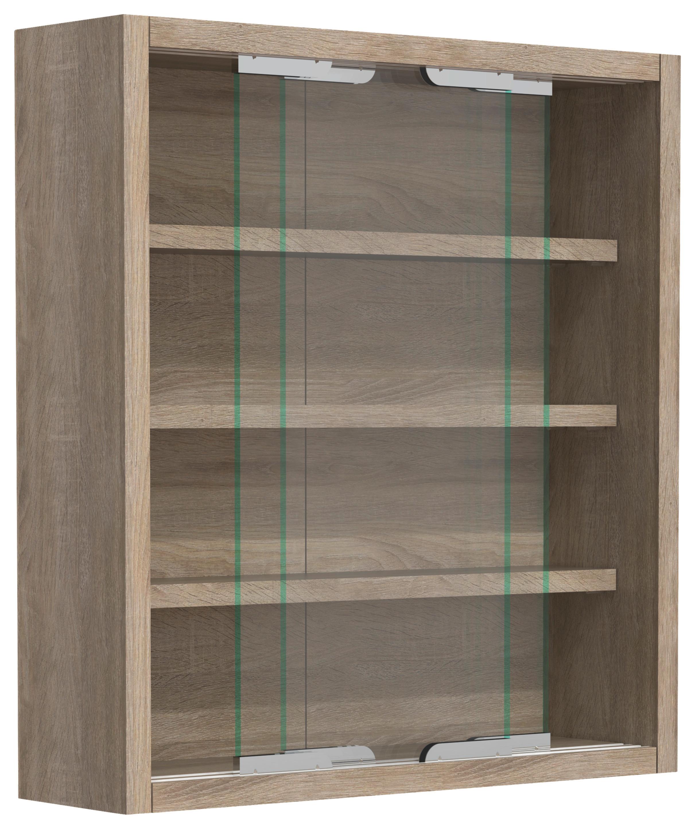 Viseča Vitrina Agisa S, Hrast - srebrne barve/hrast sonoma, Moderno, steklo/leseni material (37/40/10cm) - MID.YOU