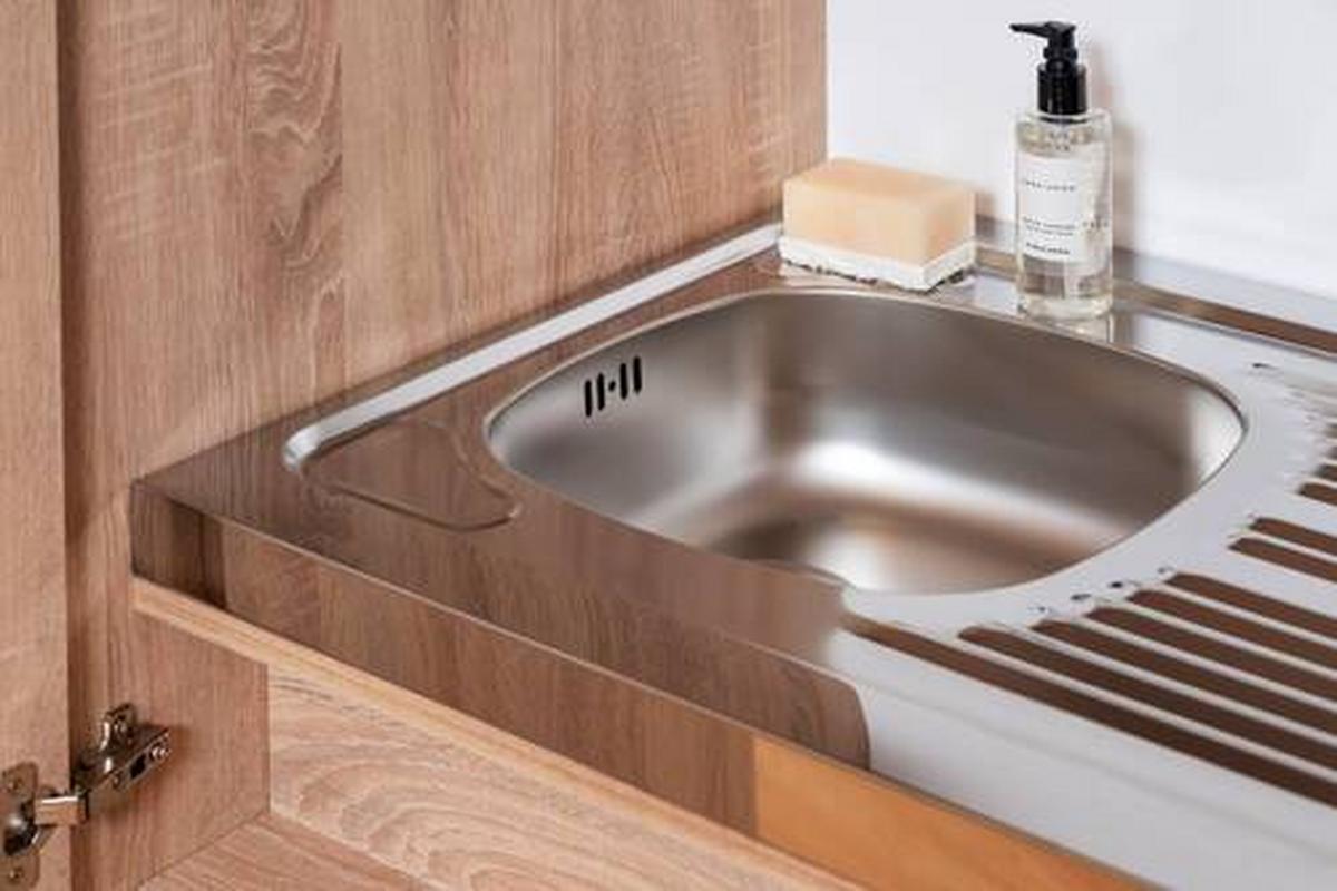Schrankküche Grau Kühlschrank + Kochfeld B: ca. 104 cm - Edelstahlfarben/Eichefarben, KONVENTIONELL, Holzwerkstoff/Metall (104/193/67cm) - Respekta