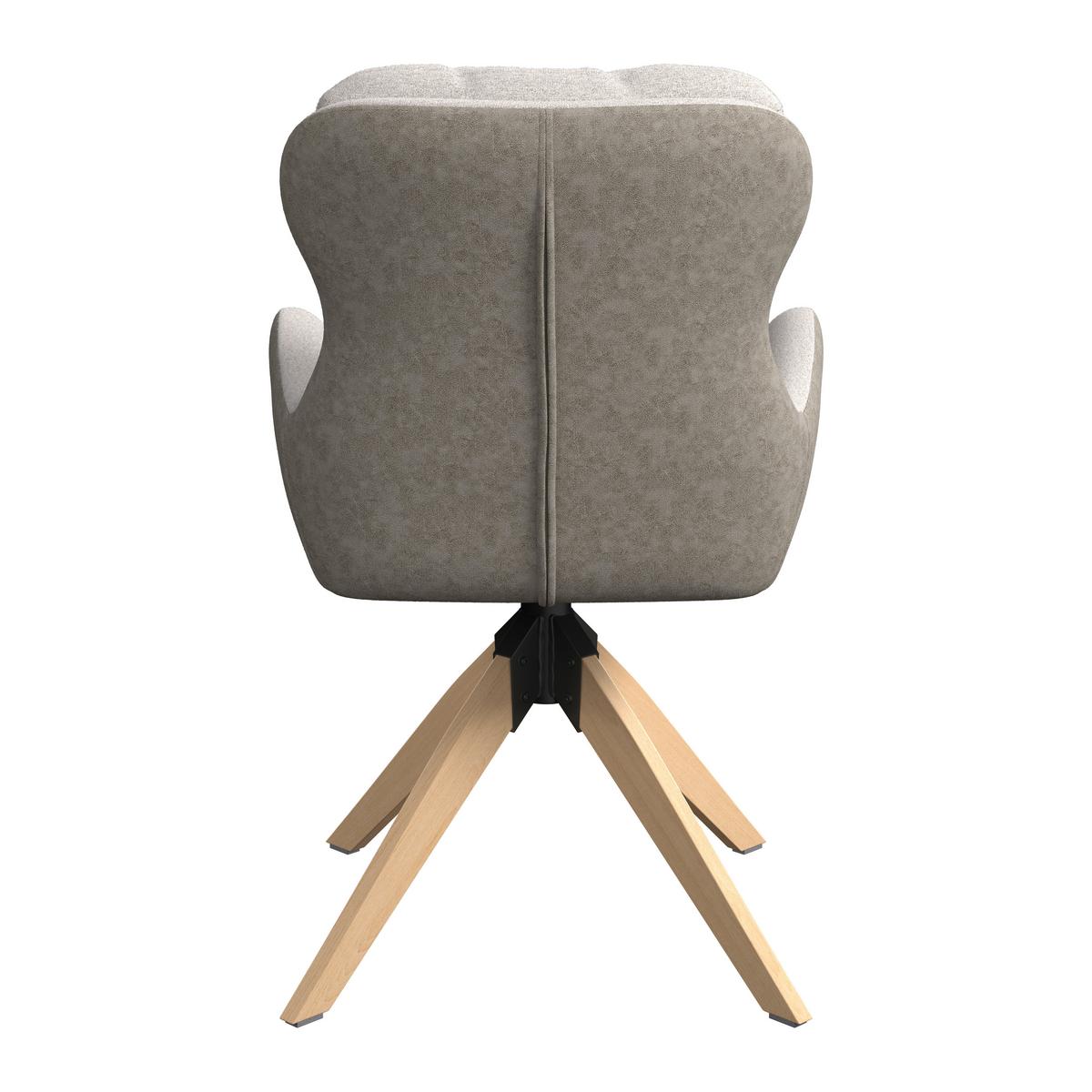 Armlehnstuhl Neelia Greige Webstoff Drehbar Gepolstert - Greige/Naturfarben, MODERN, Holz/Textil (71/60/94cm) - Bessagi Home