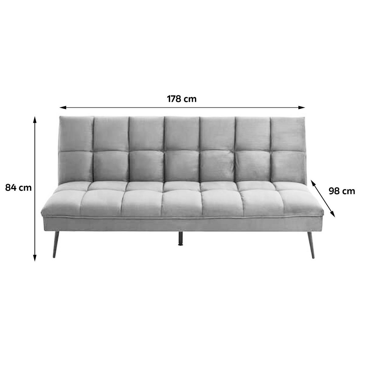 SOFA Z FUNKCJĄ SPANIA PUR - czarny/szary, Modern, metal/tkanina (178/84/98cm) - MID.YOU