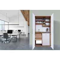 Schrankküche mit Kühlschrank + Kochfeld Weiß B: ca. 104 cm - Edelstahlfarben/Eichefarben, KONVENTIONELL, Holzwerkstoff/Metall (104/193/67cm) - Respekta