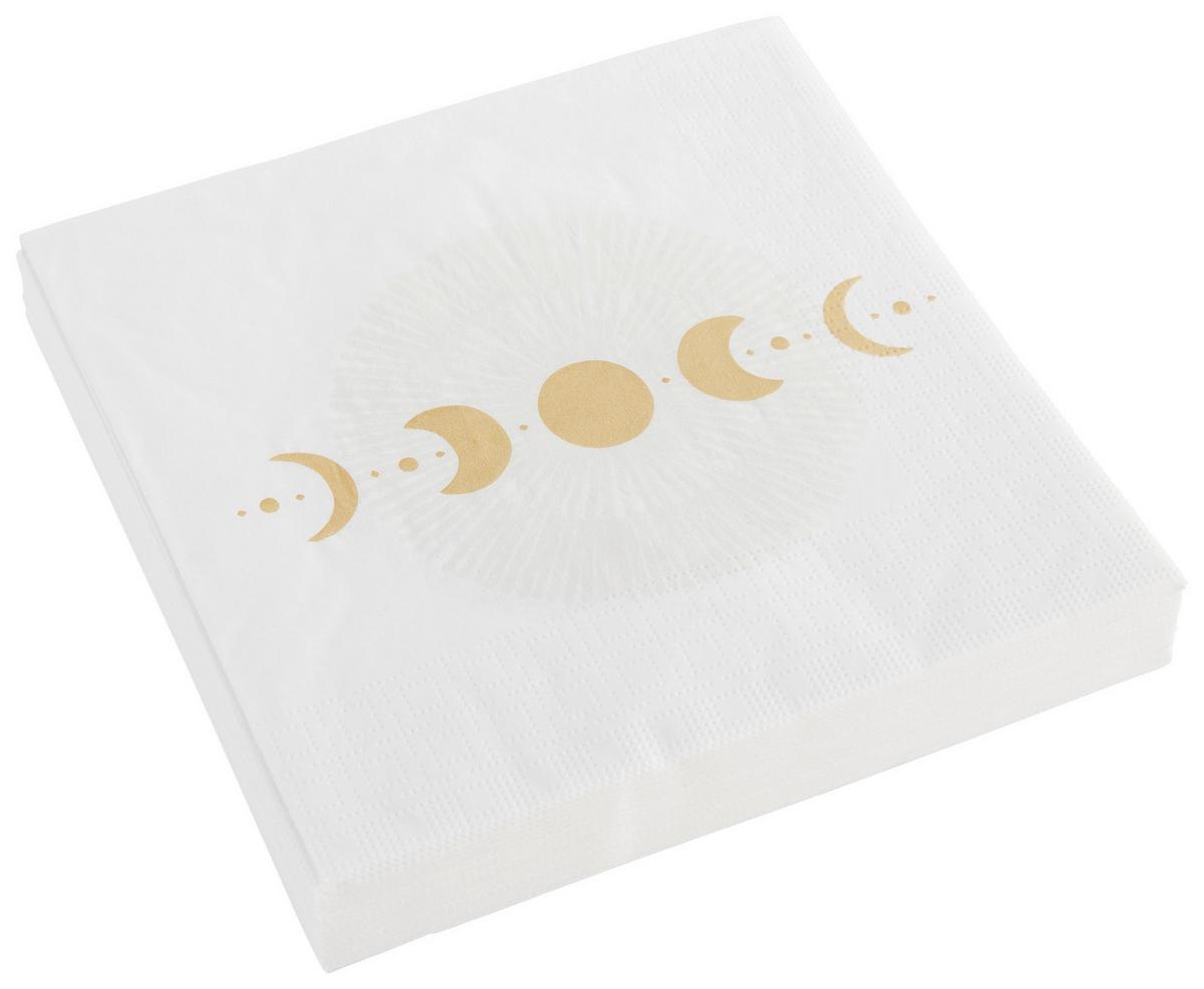 Serviette Kai in Weiss ca. 33x33cm - Weiss/Goldfarben, Papier (33/33cm)