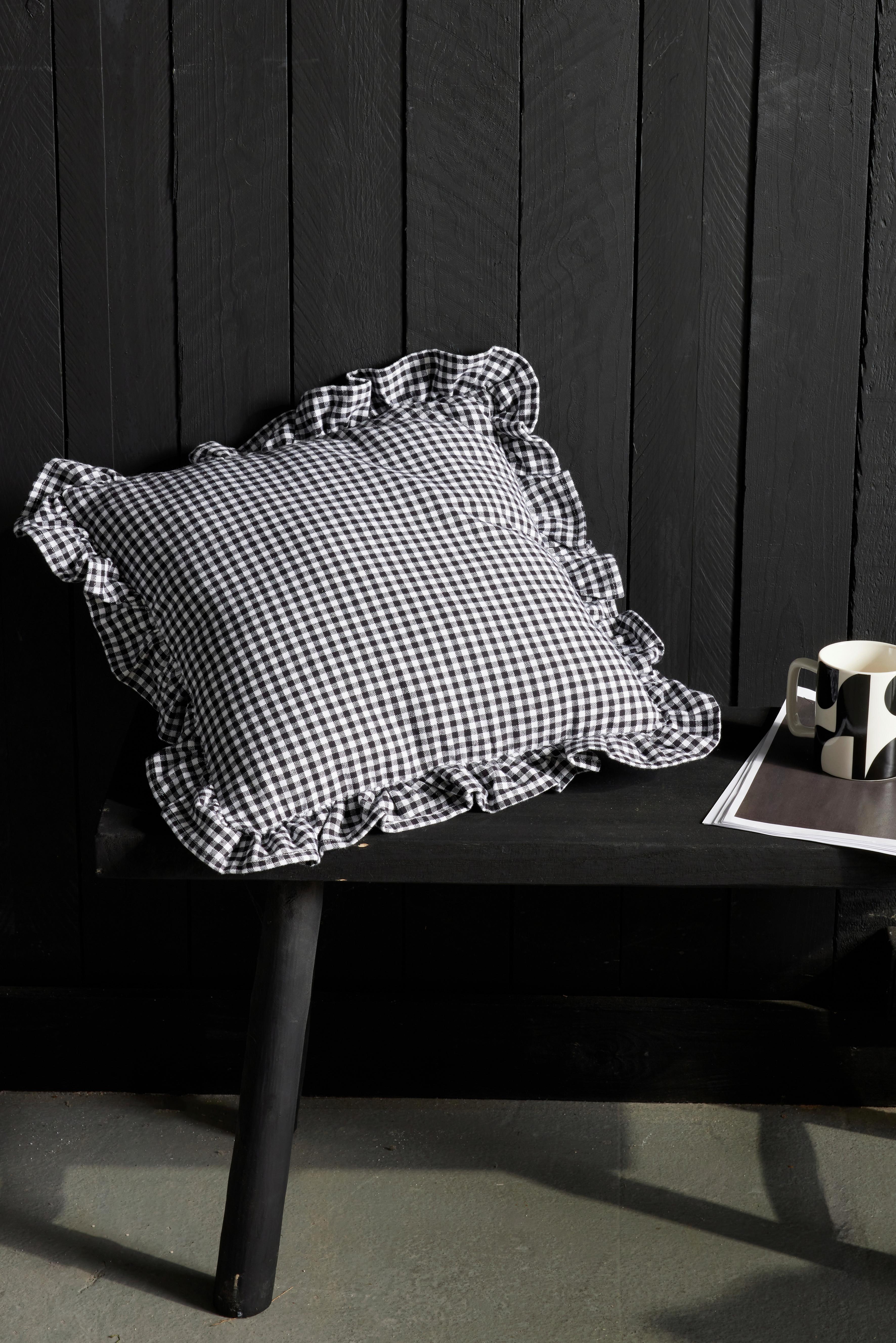 Pernă decorativă Vichy, cca. 40x40cm - alb/negru, textil (40/40cm)
