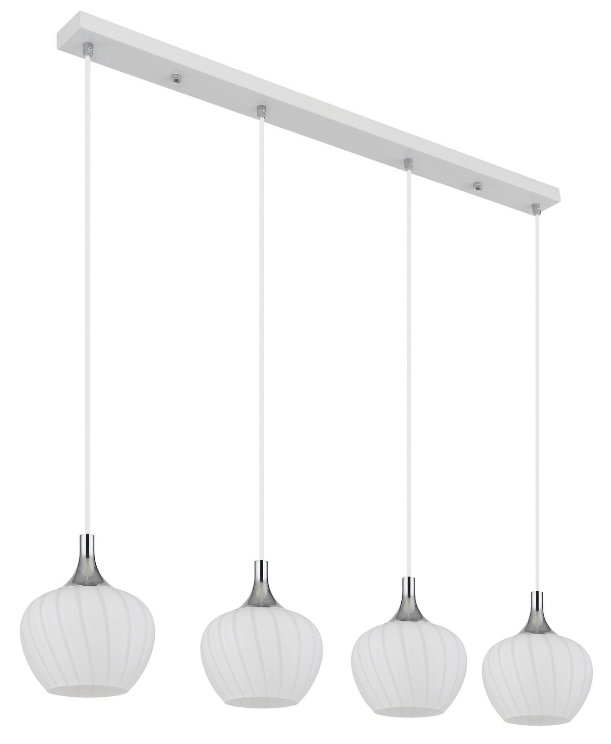 Hängeleuchte Maxy Weiß/Chromfarben max. 40 Watt - Chromfarben/Weiss, Konventionell, Glas/Metall (100/18/120cm) - Globo