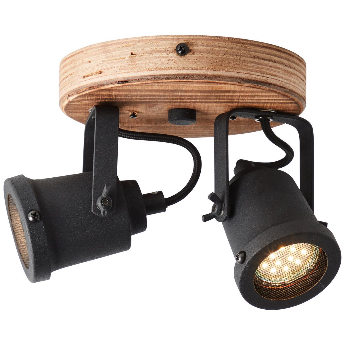 Deckenleuchte Inge Braun/Schwarz max. 6 Watt - Schwarz/Braun, Natur, Holz/Metall (13/21/16cm) - Brilliant