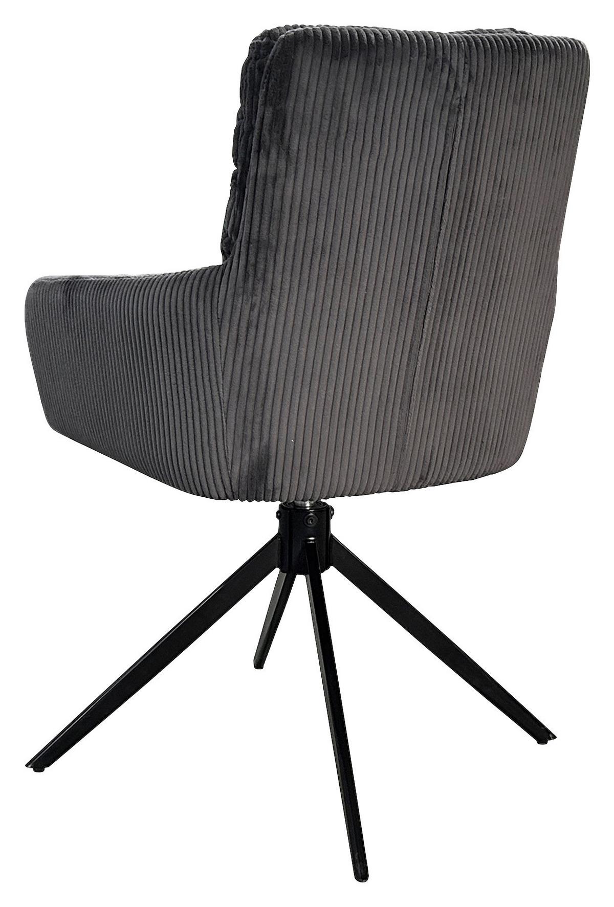 Armlehnstuhl-Set Pura 2er-Set Dunkelgrau - Dunkelgrau/Schwarz, Design, Textil/Metall (58/88/64cm) - MID.YOU