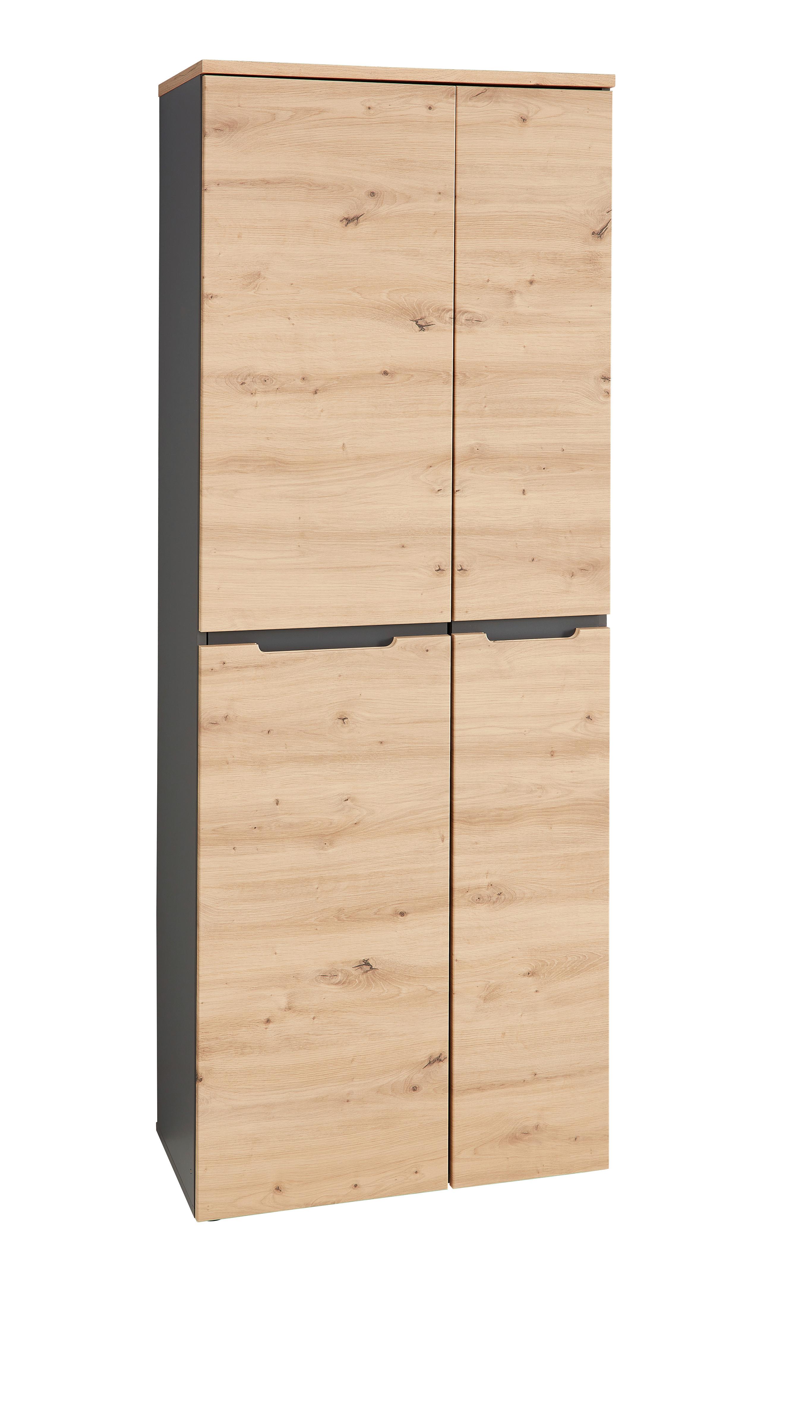 Aktenschrank In Eiche Artisan/graphitfarben - Graphitfarben/Eiche Artisan, Modern, Holzwerkstoff (75/197/38cm) - Premium Living