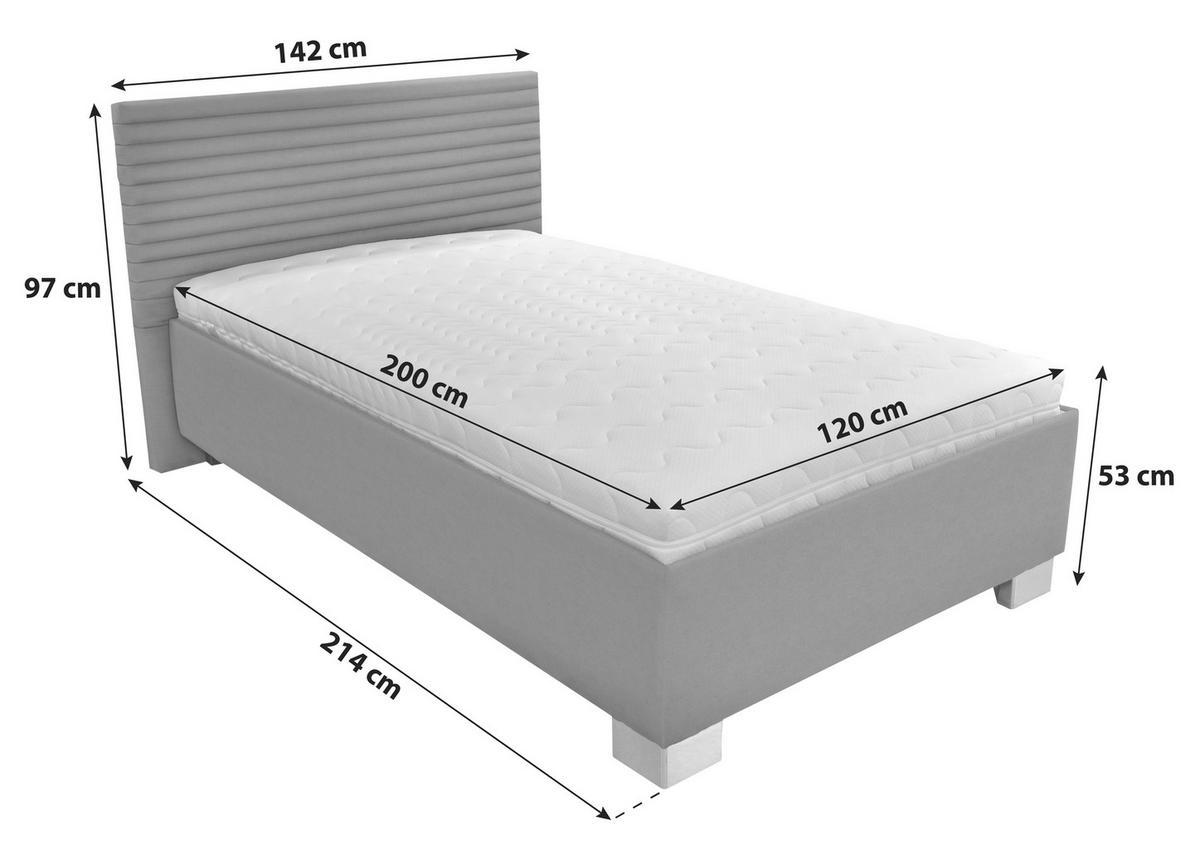 Tapecirani Krevet Como - bijela/ljubičasta, drvo/tekstil (120/200cm)