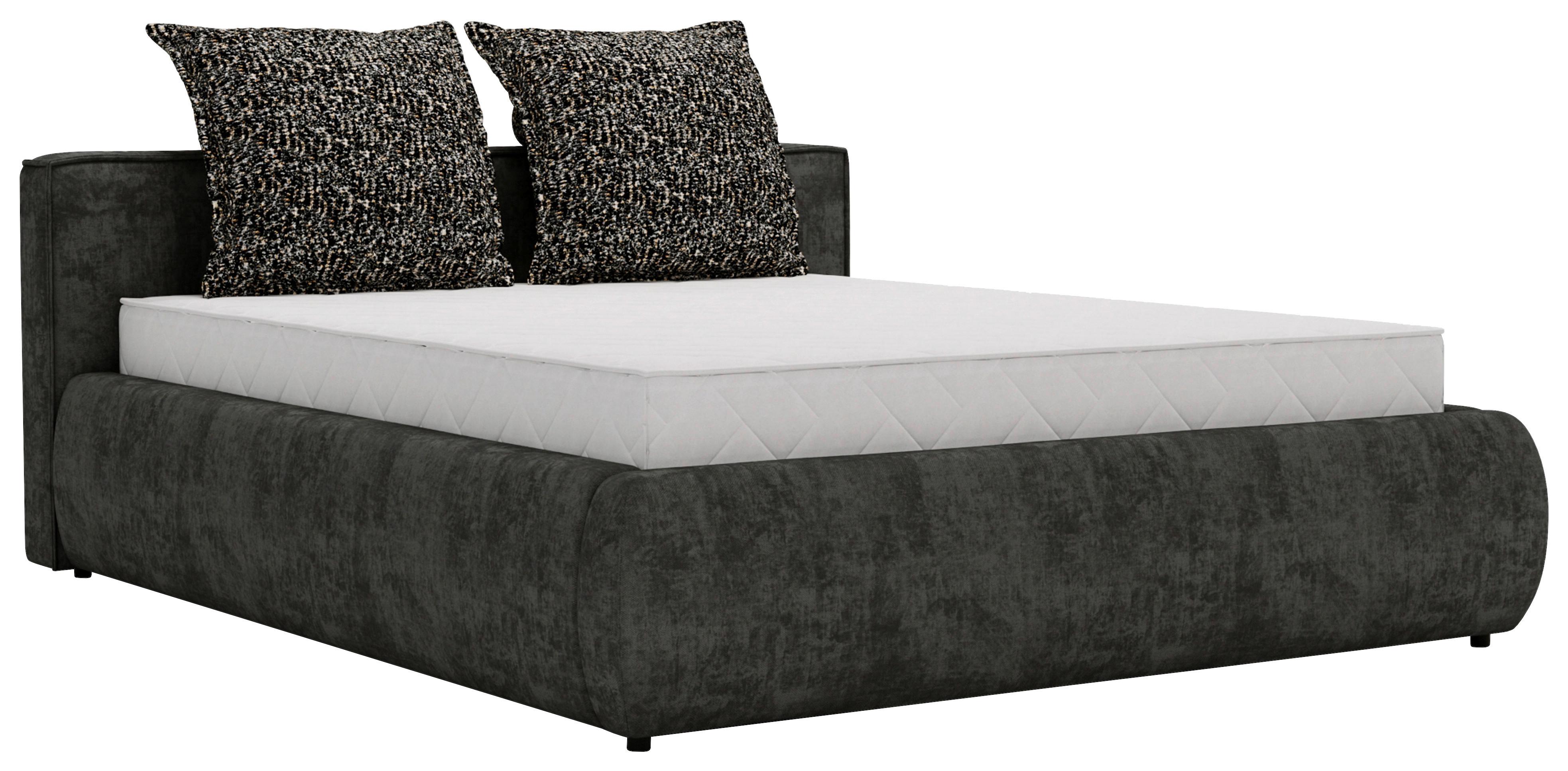 Polsterbett Olive Schwarz ca. 160x200 - Sandfarben/Schwarz, KONVENTIONELL, Holzwerkstoff/Kunststoff (160/200cm) - Mömax