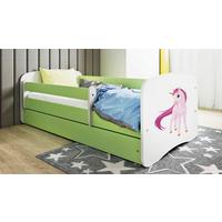 Otroška Postelja Babydreams, Bela, Zelena, 80x160cm - zelena/bela, Moderno, leseni material/tekstil (80/160cm) - MID.YOU