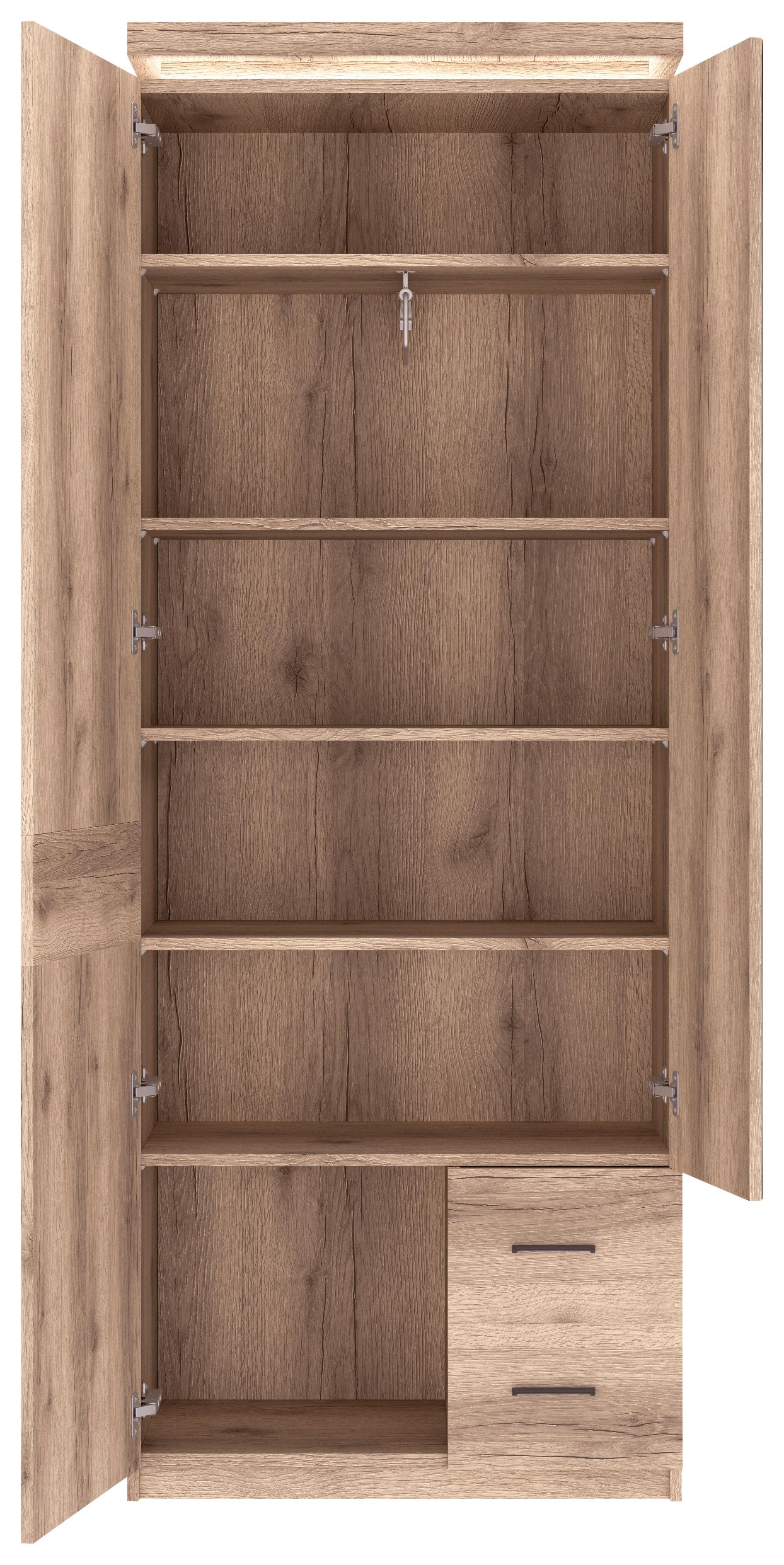 Garderobni Ormar Vancouver - boje hrasta/antracit, Moderno, staklo/drvni materijal (75/198/38cm) - Premium Living