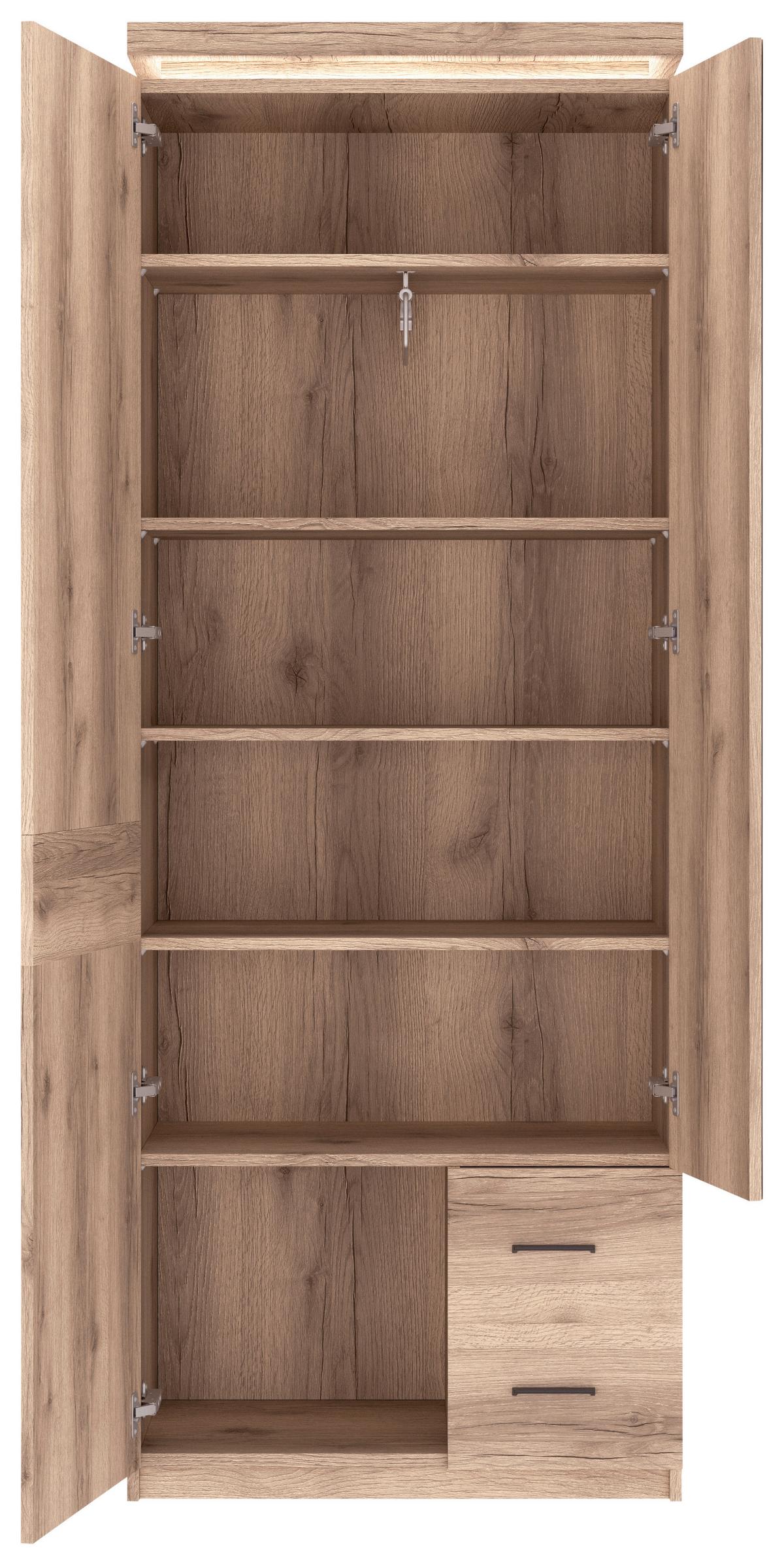 Dulap pentru hol Vancuover - culoare lemn stejar, Modern, sticlă/material pe bază de lemn (75/198/38cm) - Premium Living