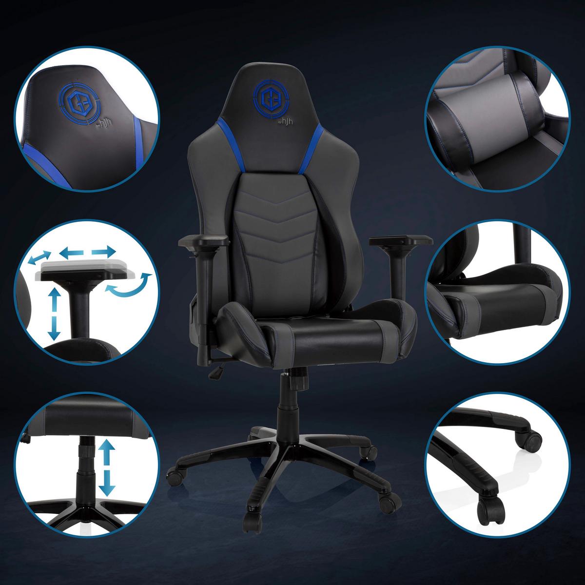 Gaming Stol Gamebreaker Polarys I, Siva, Modra - modra/siva, Moderno, umetna masa/tekstil (74/133/62cm) - MID.YOU