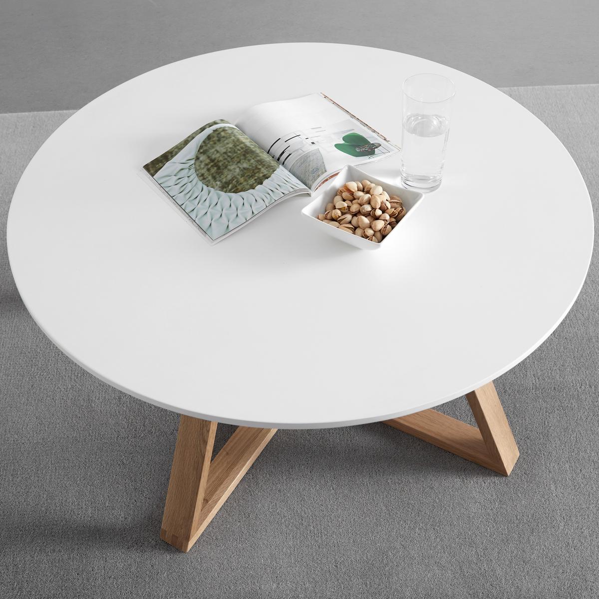 Măsuță de cafea MATTIA - alb/culoare lemn stejar, Modern, lemn/material pe bază de lemn (80/39cm) - Modern Living