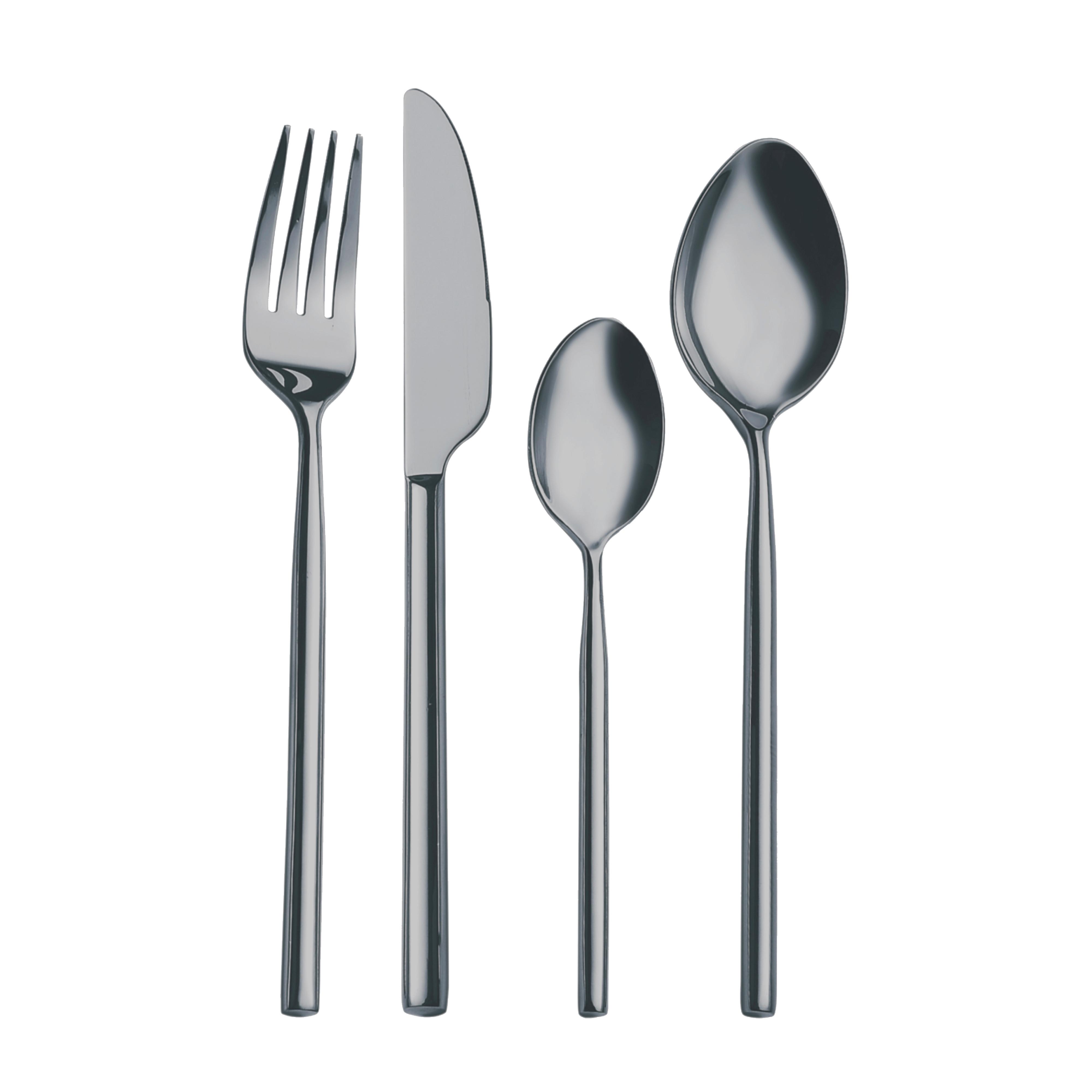 Besteckset Shine aus Edelstahl, 24-teilig - Grau, LIFESTYLE, Metall - Mömax