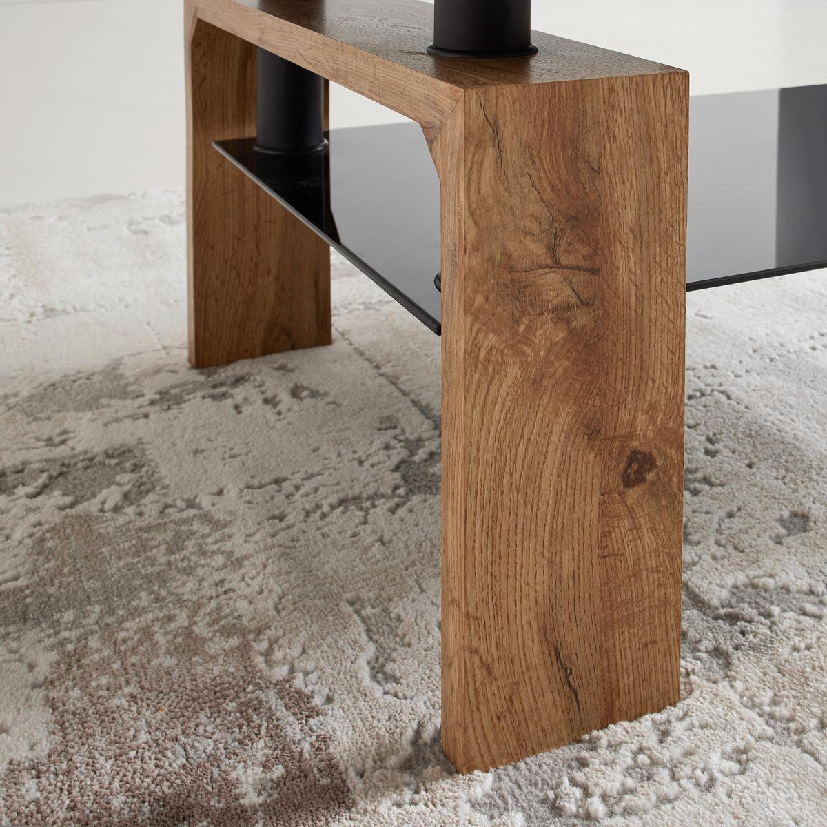 Couchtisch Intro Schwarz/Eichefarben - Eichefarben/Schwarz, MODERN, Glas/Holzwerkstoff (100/60/45cm) - Mömax