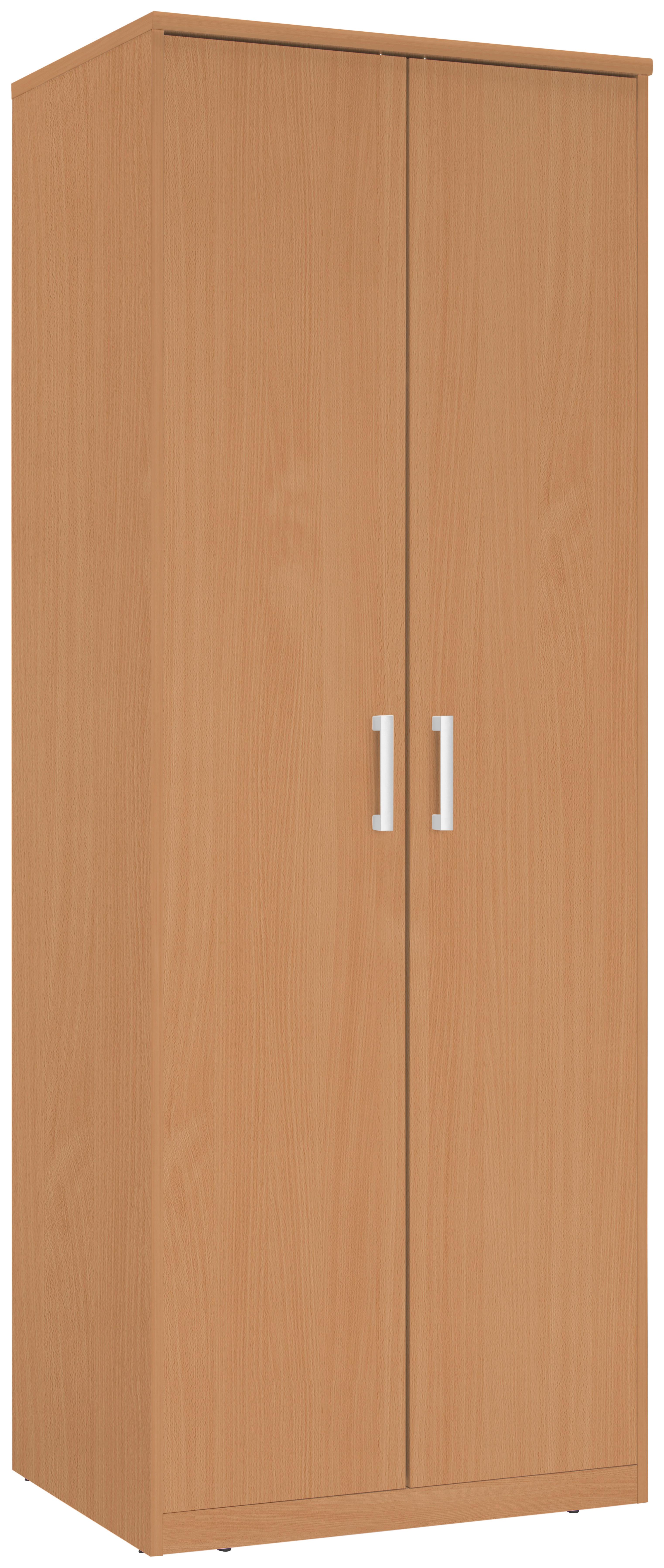 SZAFA NA UBRANIA EASY - kolor bukowy/kolor srebrny, Basics, materiał drewnopochodny/tworzywo sztuczne (72/194/54cm) - Xora