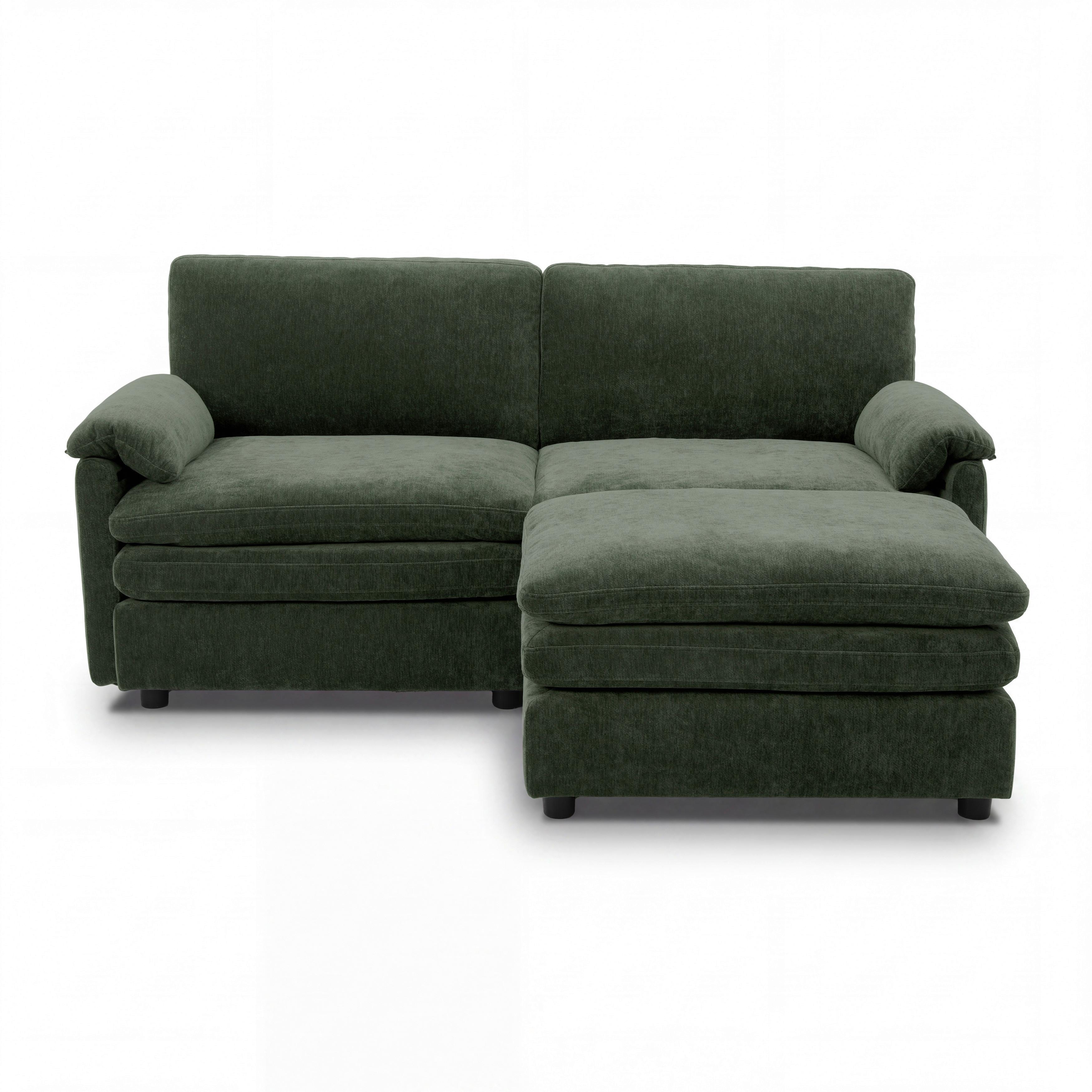 SOFFA ALESSIA - grön/svart, Modern, trä/textil (188/137cm) - Bessagi Home