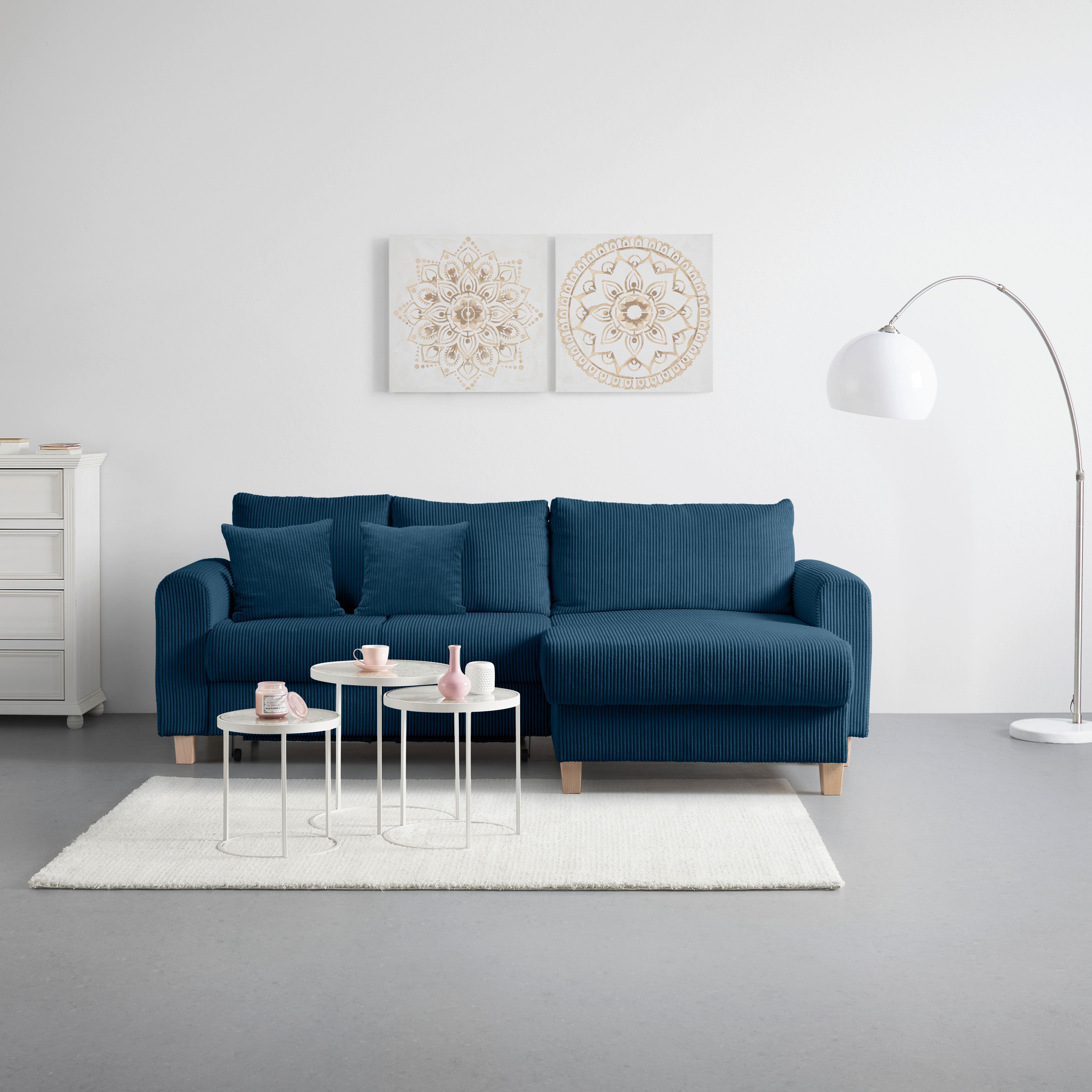 Kutna Garnitura Lille - svijetlo smeđa/plava, Moderno, tekstil/drvo (232/110/156cm) - Best Price