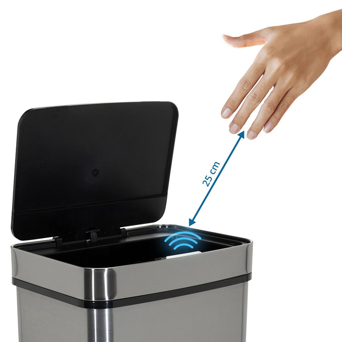 Koš Za Smeti Clean Iv, 60 L, Srebrna, S Senzorjem - srebrne barve, Moderno, kovina (42/69/31cm) - MID.YOU