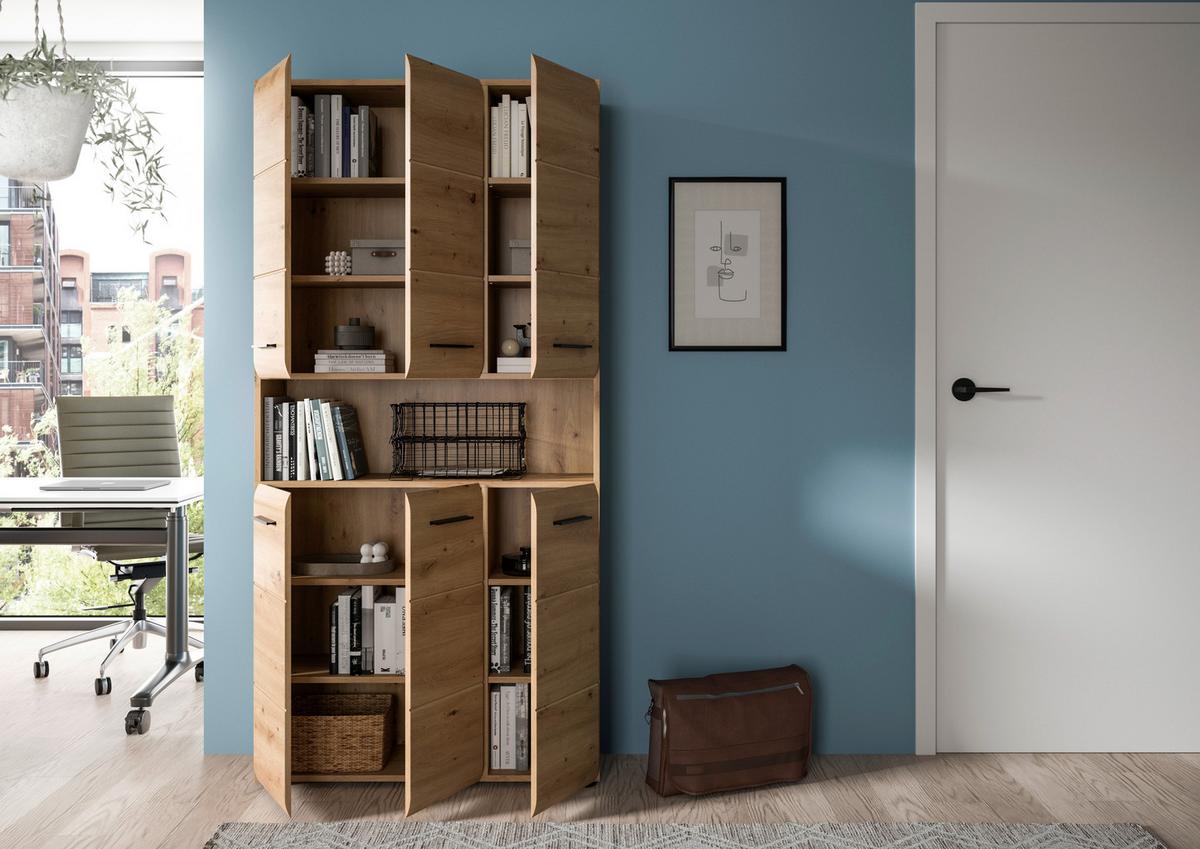 Visoki Element Ice - hrast Artisan/crna, Basics, drvni materijal/plastika (90/185/30cm) - MID.YOU