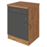 Held Küchenunterschrank ca. 50 cm Anthrazit/Eiche - Chromfarben/Anthrazit, MODERN, Holzwerkstoff/Metall (50/85/60cm) - Held