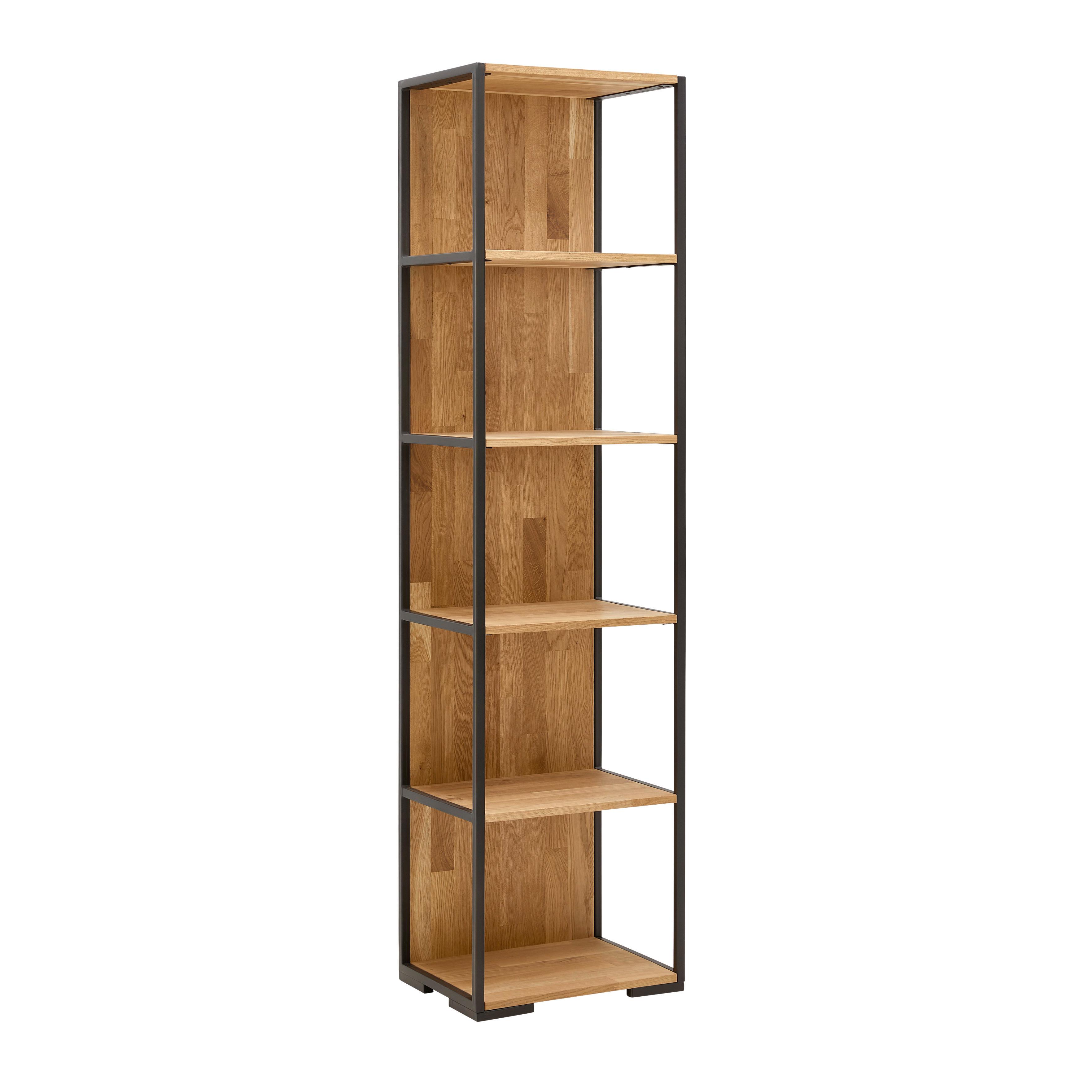 HYLLA ALBERO - svart/naturfärgad, Modern, metall/trä (50/200/38cm) - Based