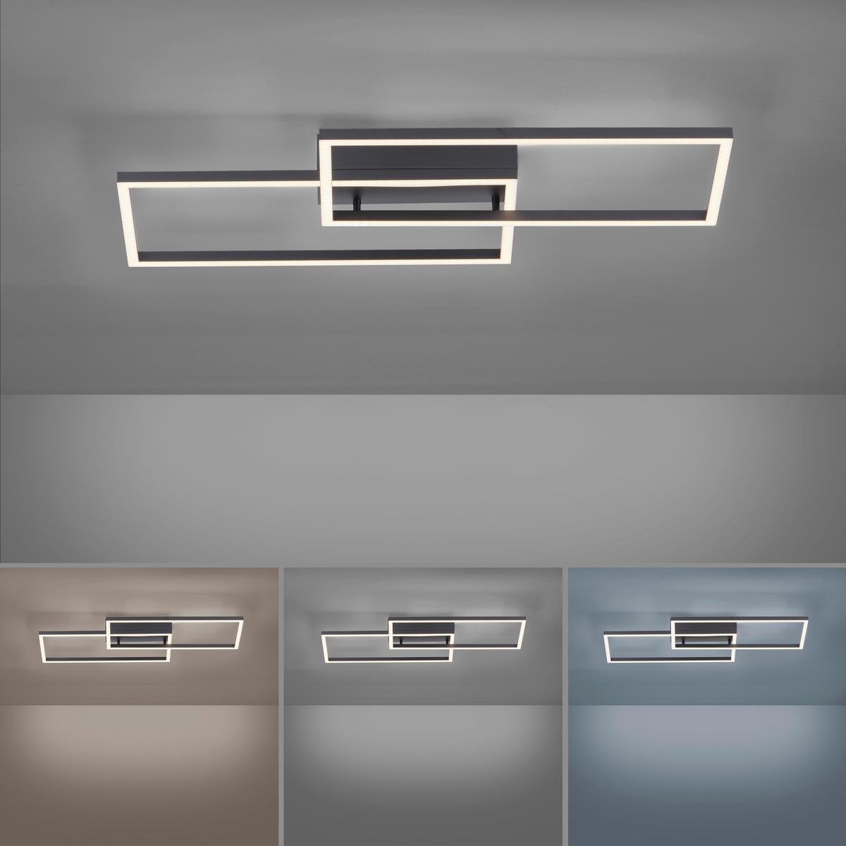 LED-Deckenleuchte Iven max. 30 Watt - Schwarz, Design, Kunststoff/Metall (60,5/32,5/6,5cm)