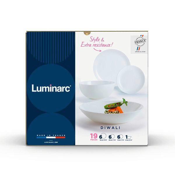 Set Tanjura Diwali 19/1 Diwali White Dinner Set 19pcs - bijela, Konventionell, staklo