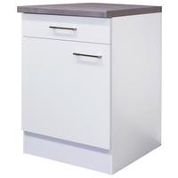 Küchenunterschrank Weiß - Edelstahlfarben/Weiß, MODERN, Holzwerkstoff/Metall (60/86/60cm) - FlexWell