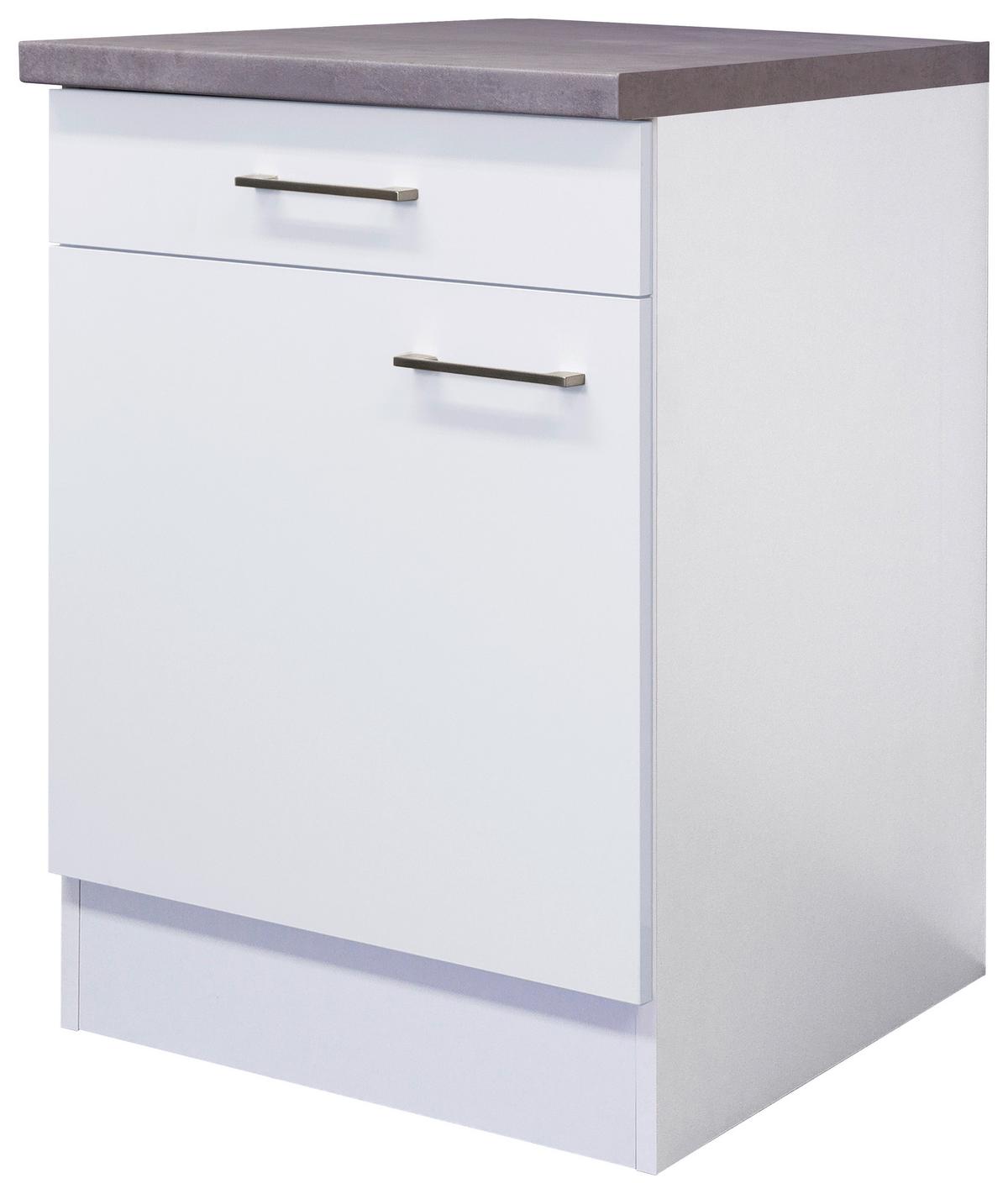 Küchenunterschrank Weiß - Edelstahlfarben/Weiß, MODERN, Holzwerkstoff/Metall (60/86/60cm) - FlexWell