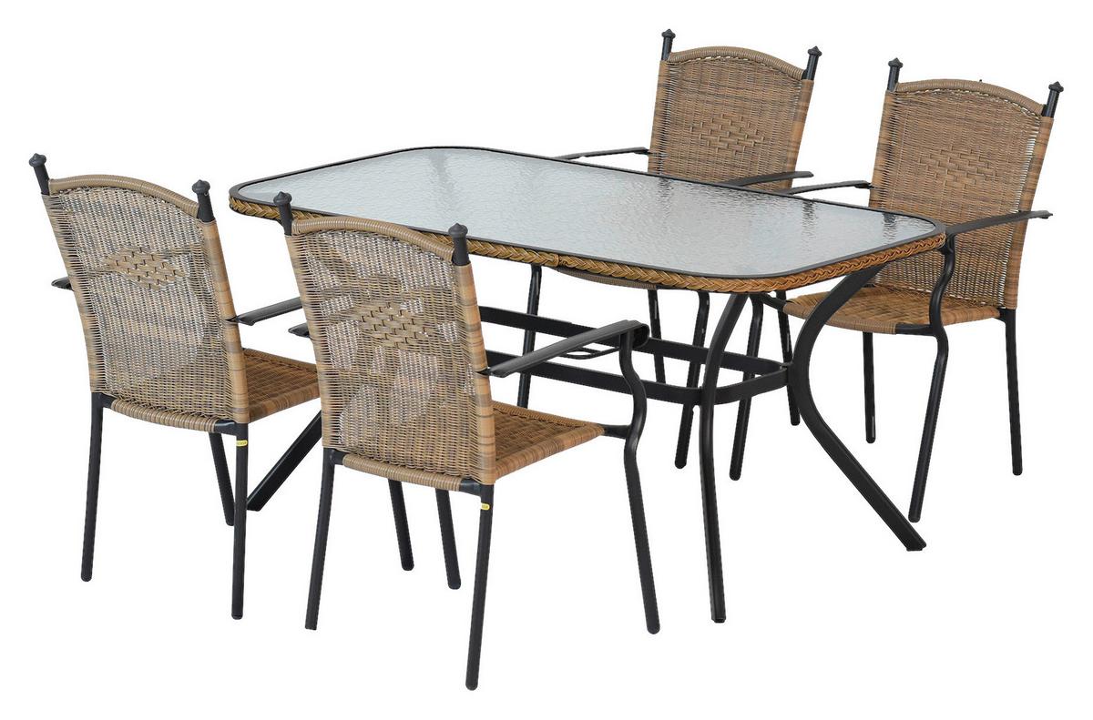 GARTENSET ROMA - Graphitfarben/Naturfarben, MODERN, Kunststoff/Metall - Gardenson